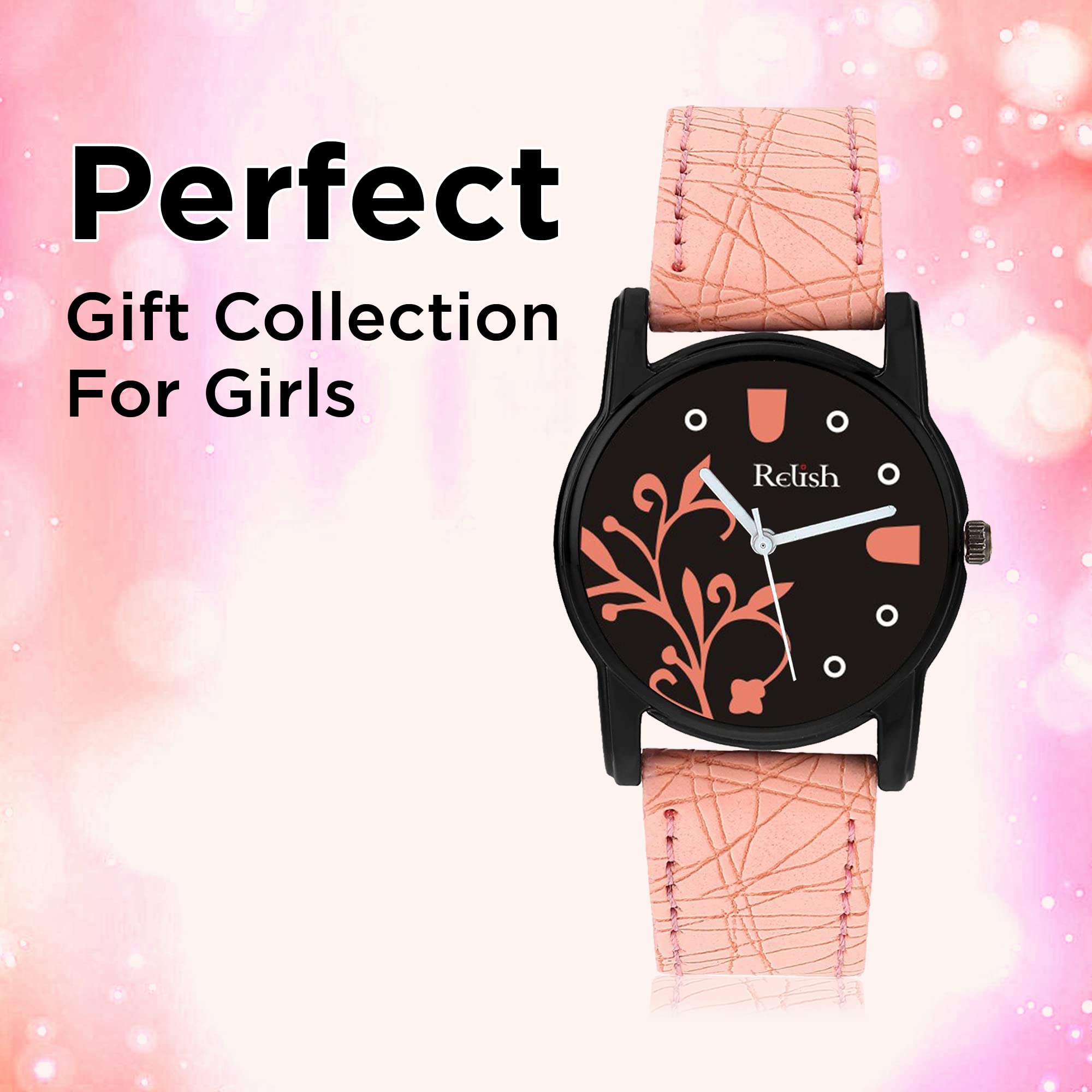 Elegant Analog Black Dial Watch for Women & Girls - RE-L091PB | Stylish Fashion Accessory for Everyday Wear, Office, and Special Occasions