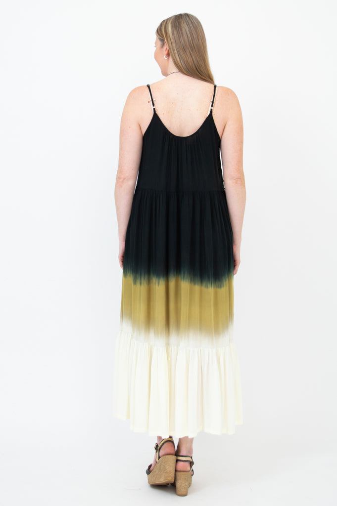 Boho Black Dip Dye Maxi Dress for Women - Flowy Summer Beach Dress for Vacation, Party & Casual Wear