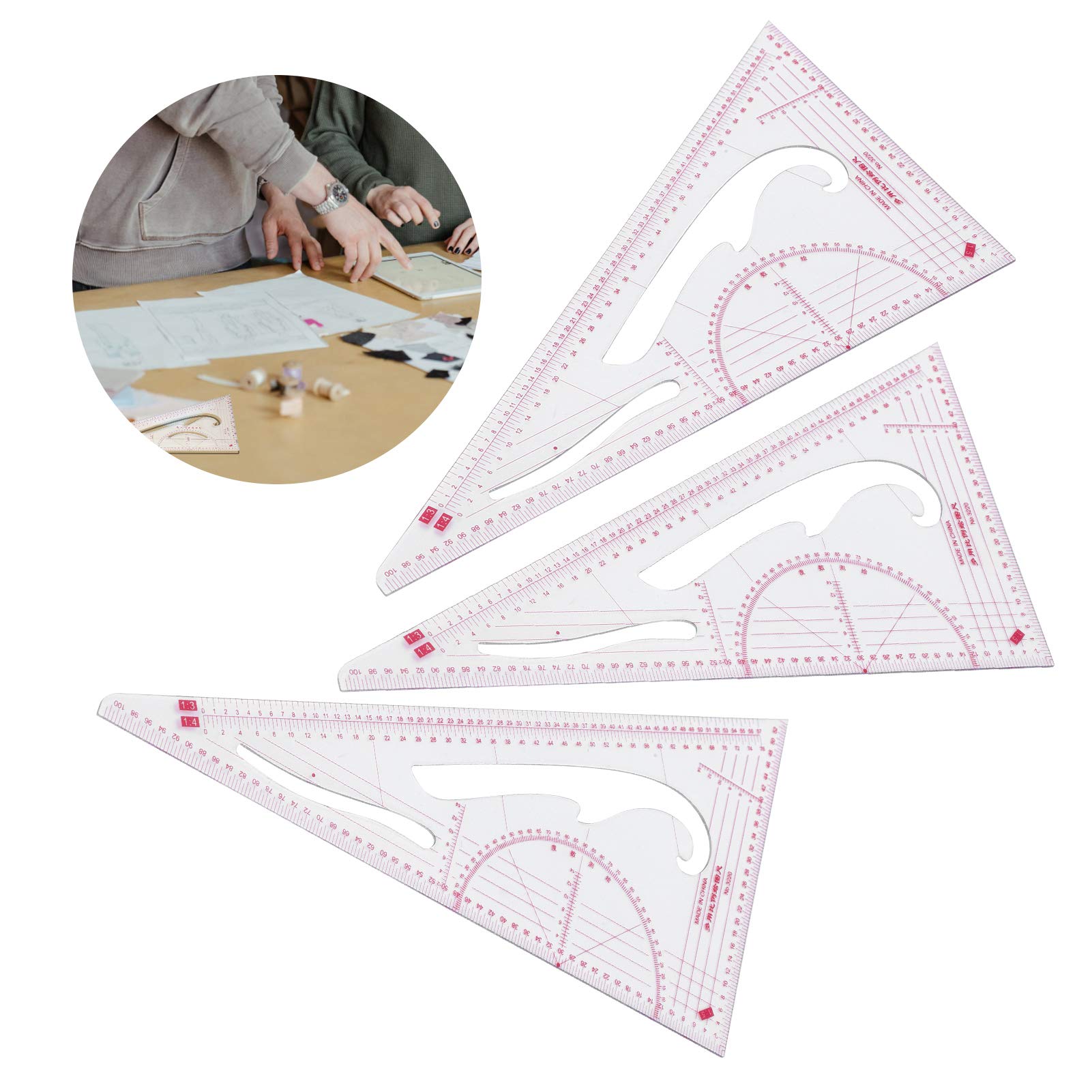3Pcs Curve Cutting Ruler Set - Stainless Steel Anti-Oxidant Sewing Ruler for Clothing Design, Pattern Making, Quilting & Fabric Cutting - Perfect for DIY Dressmaking, Tailoring & Craft Projects