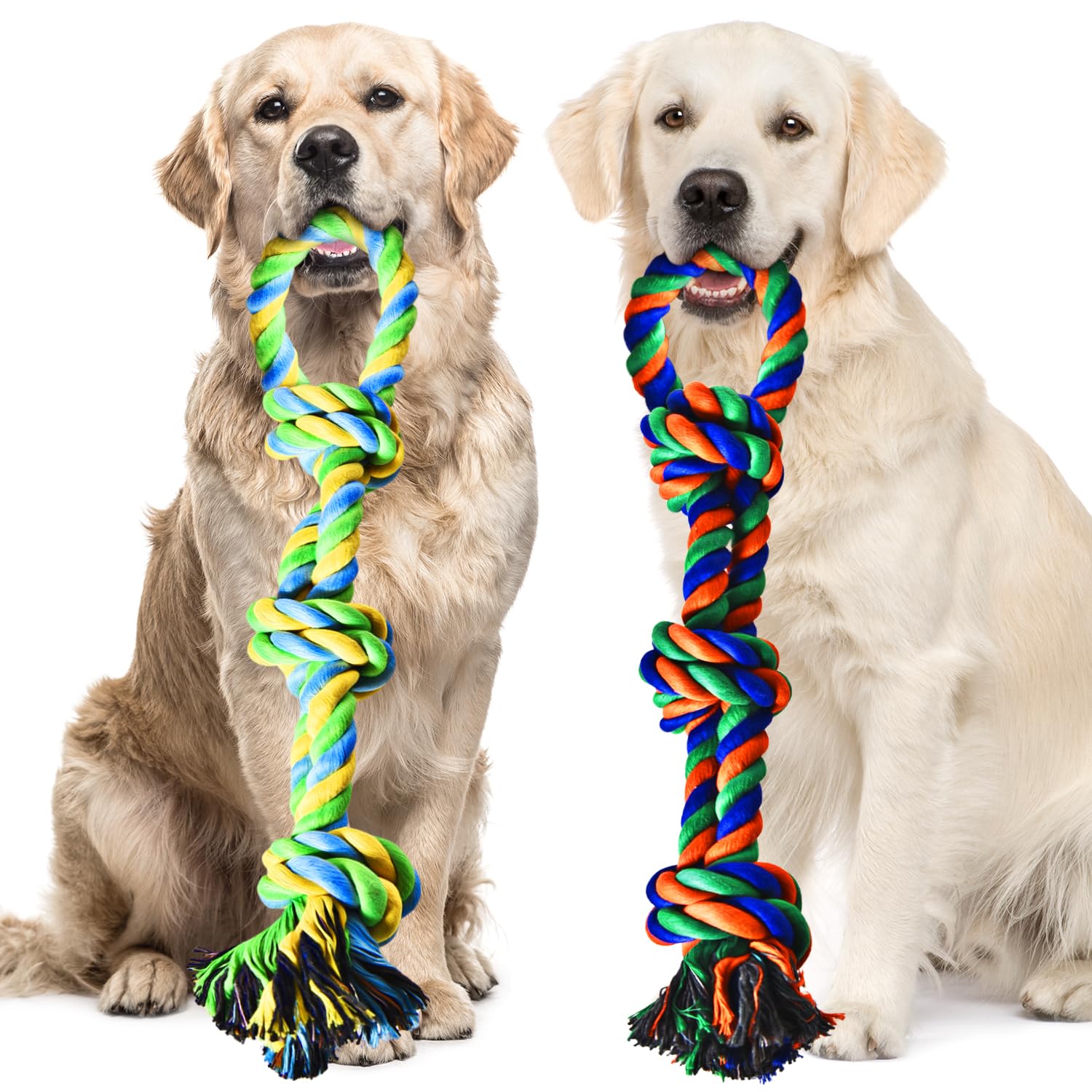 Stride Dog Rope Toys - 2 Pack Indestructible Chew Toys for Large Aggressive Chewers | Durable Cotton Rope for Teeth Cleaning, Tug of War & Anxiety Relief | Perfect for Playtime, Training & Outdoor Activities