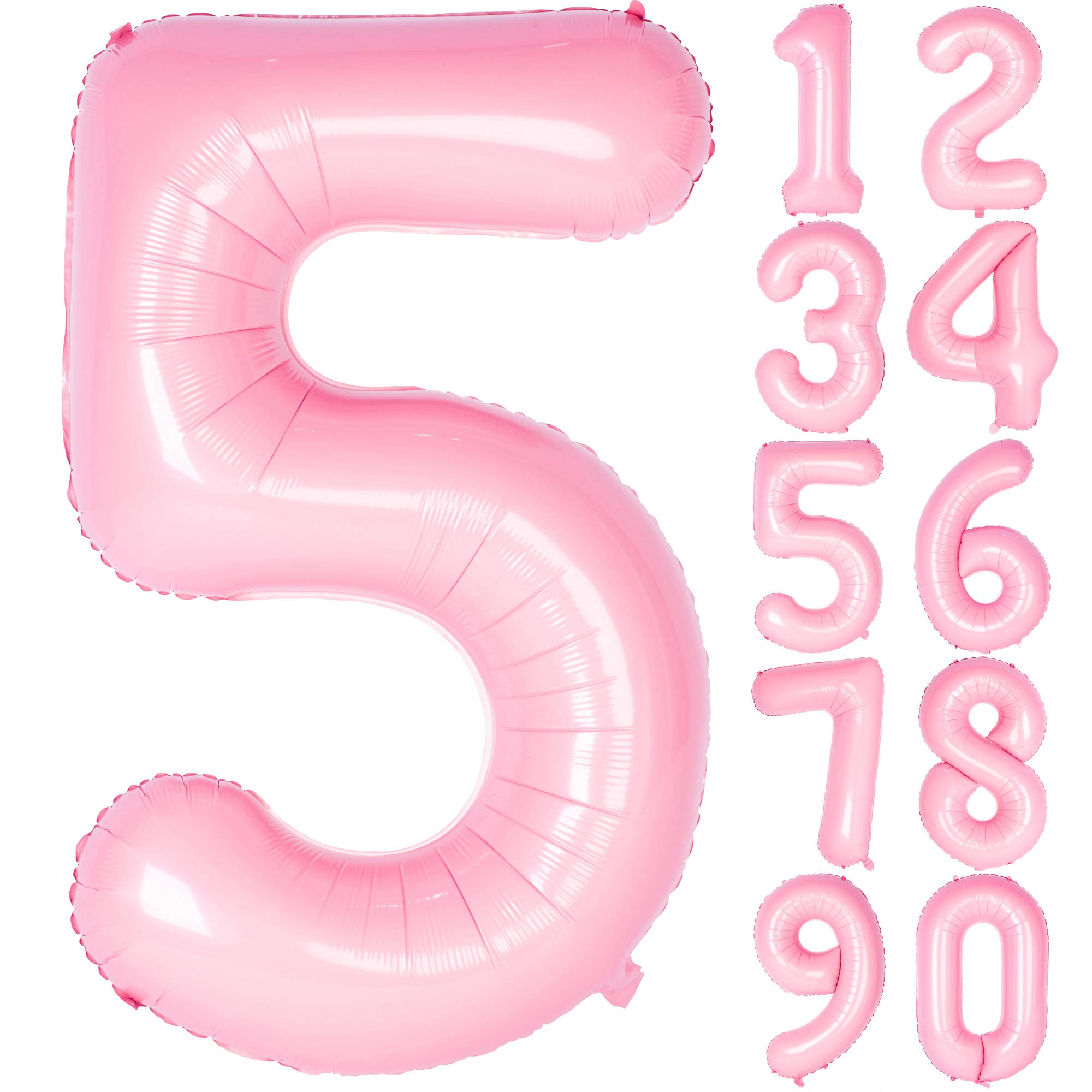 40 Inch Pink Number Balloons for Birthday Party Decorations - Helium Foil Mylar Balloons (Set of 5) - Perfect for Milestone Birthdays, Anniversaries & Photo Backdrops
