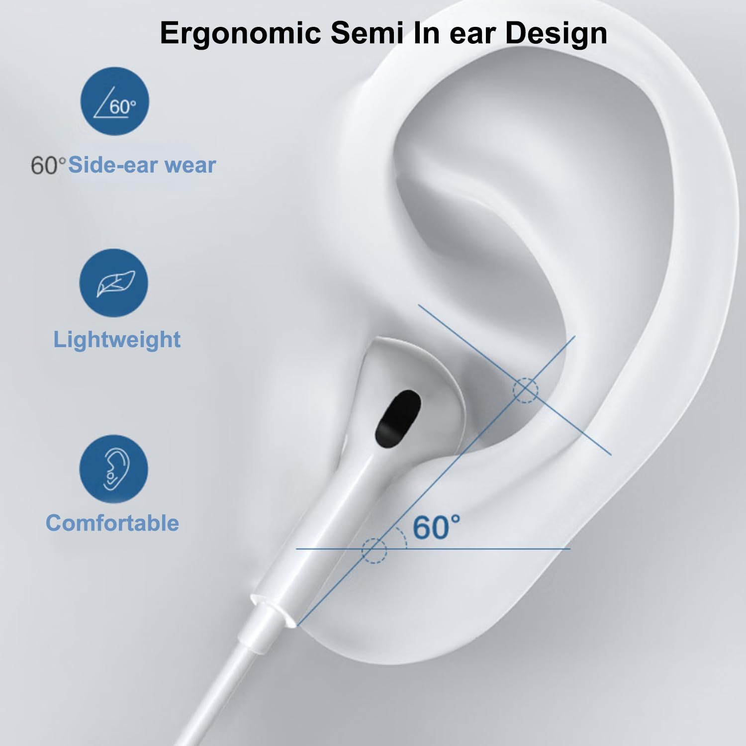 3 Pack MFi Certified USB C Headphones - HiFi Stereo Wired Earbuds with Noise Canceling Mic for iPhone 15/16 Series, Magnetic In-Ear Design | Perfect for Commuting, Workouts & Gaming