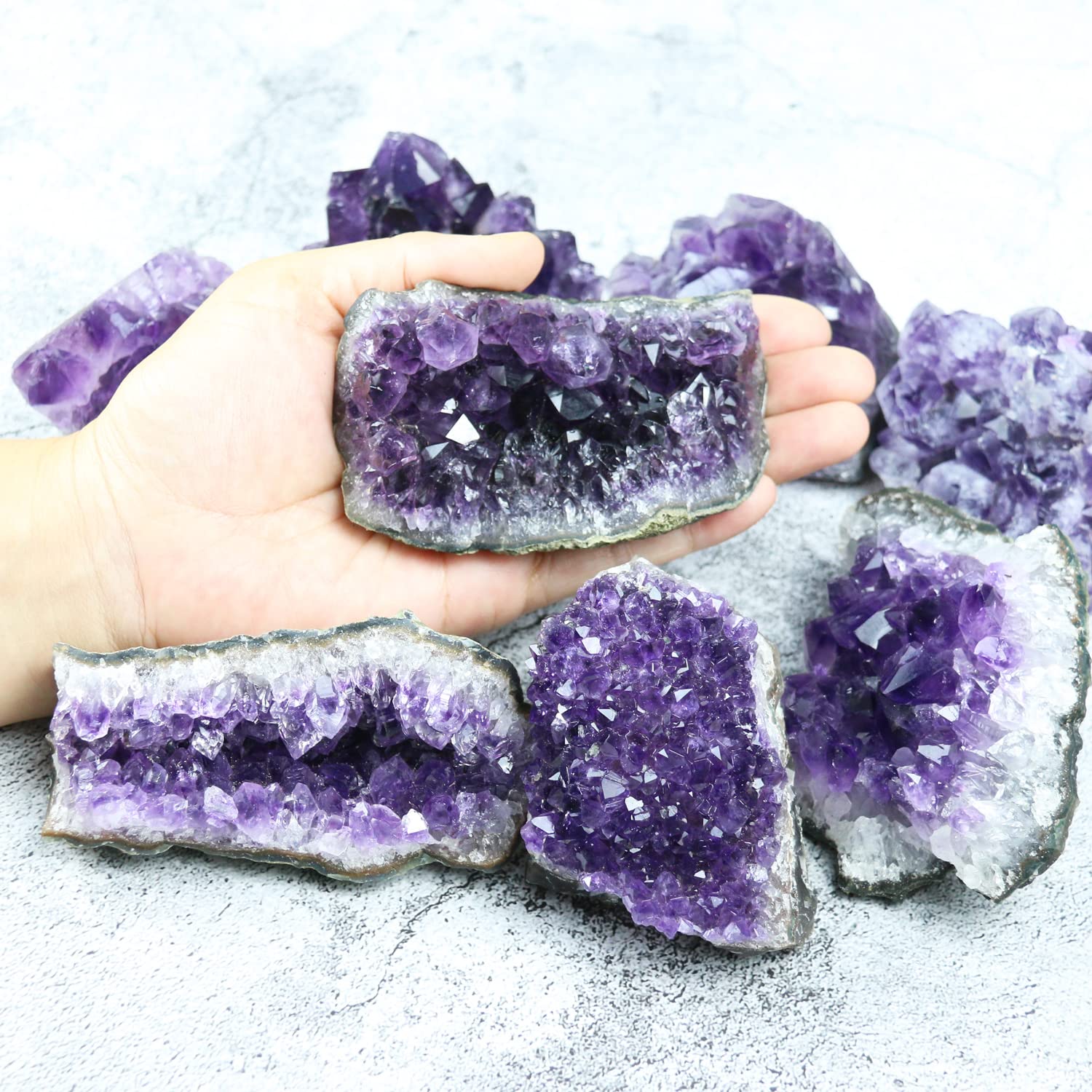 Natural Raw Amethyst Crystal Cluster (0.5Lb) - Healing Stones, Geode Cave Crystals for Witchcraft, Meditation & Home Decor - Spiritual Gifts & Energy Cleansing