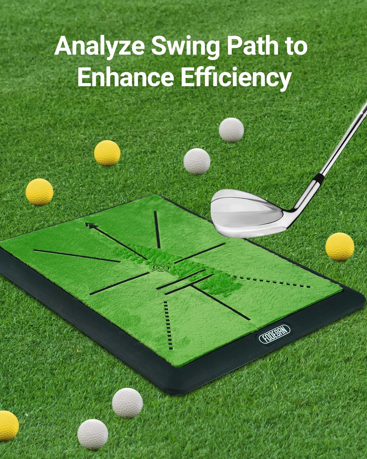 Premium Golf Hitting Mat for Indoor & Outdoor Practice - Thick Replaceable Training Mat with Swing Path Feedback & Impact Detection - Ideal Golf Gift for Men & Women - Perfect for Backyard, Driving Range & Home Golf Training