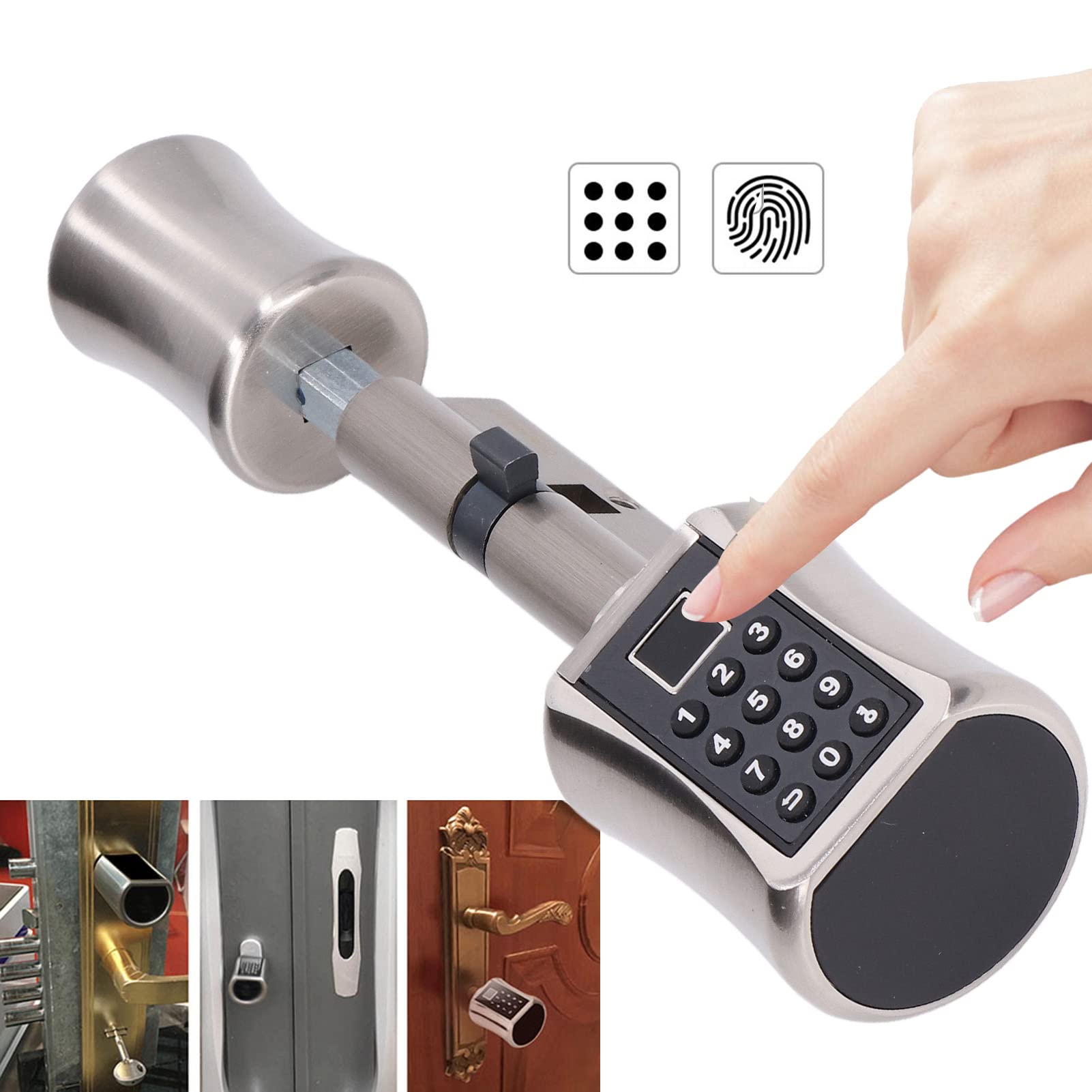 Smart Fingerprint Door Lock Cylinder - Biometric & Keypad Entry for Front Doors, Apartments & Offices | High Security Electronic Deadbolt for Home & Business Use