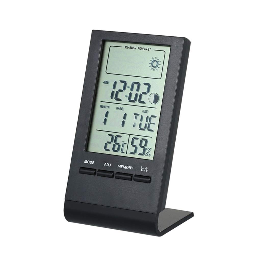 JJZXC Mini Digital Thermometer Hygrometer - Indoor Temperature Humidity Monitor with Max/Min Display, Alarm Clock, Black - Perfect for Home, Office, Nursery & Greenhouse Use