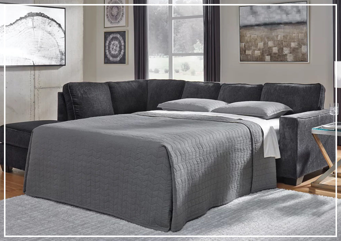 Gio Italia Aster Fabric Full Size Sleeper Sectional with Chaise - Modern Convertible Sofa Bed for Living Room, Guest Room & Small Spaces