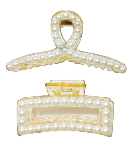 2 Pcs Korean Style Large Hair Clips - Strong Hold Shark & Rectangular Jaw Clips, Non-Slip Big Claw Barrettes Hair Accessories for Women with Thick, Thin or Fine Hair - Perfect for Work, Gym, or Everyday Hairstyles