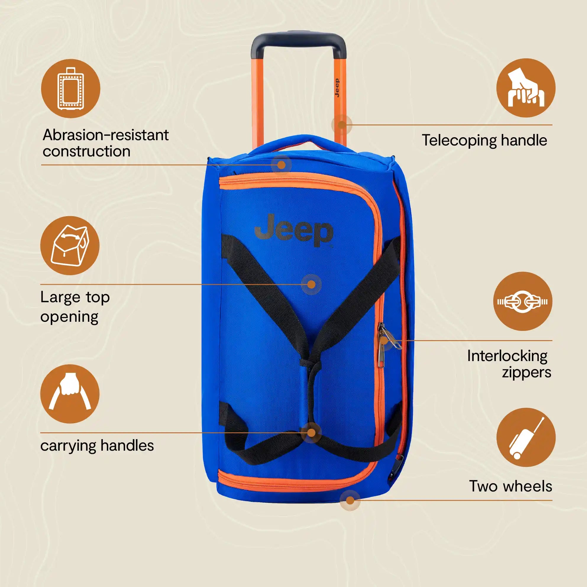 JS009D Rolling Duffel Bag - Lightweight Carry On Luggage with Wheels for Travel, Gym, Sports & Weekend Getaways | Durable Spinner Suitcase for Men & Women