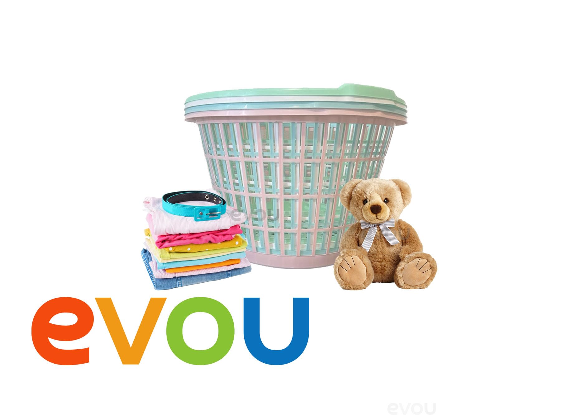 Evou 20-Pack Lightweight Plastic Laundry Baskets with Handles - 1 Bushel Capacity for Clothes, Towels, Baby Toys Storage - White & Multi-Color Options - Perfect for Home, Nursery, Garden, and Gift Giving