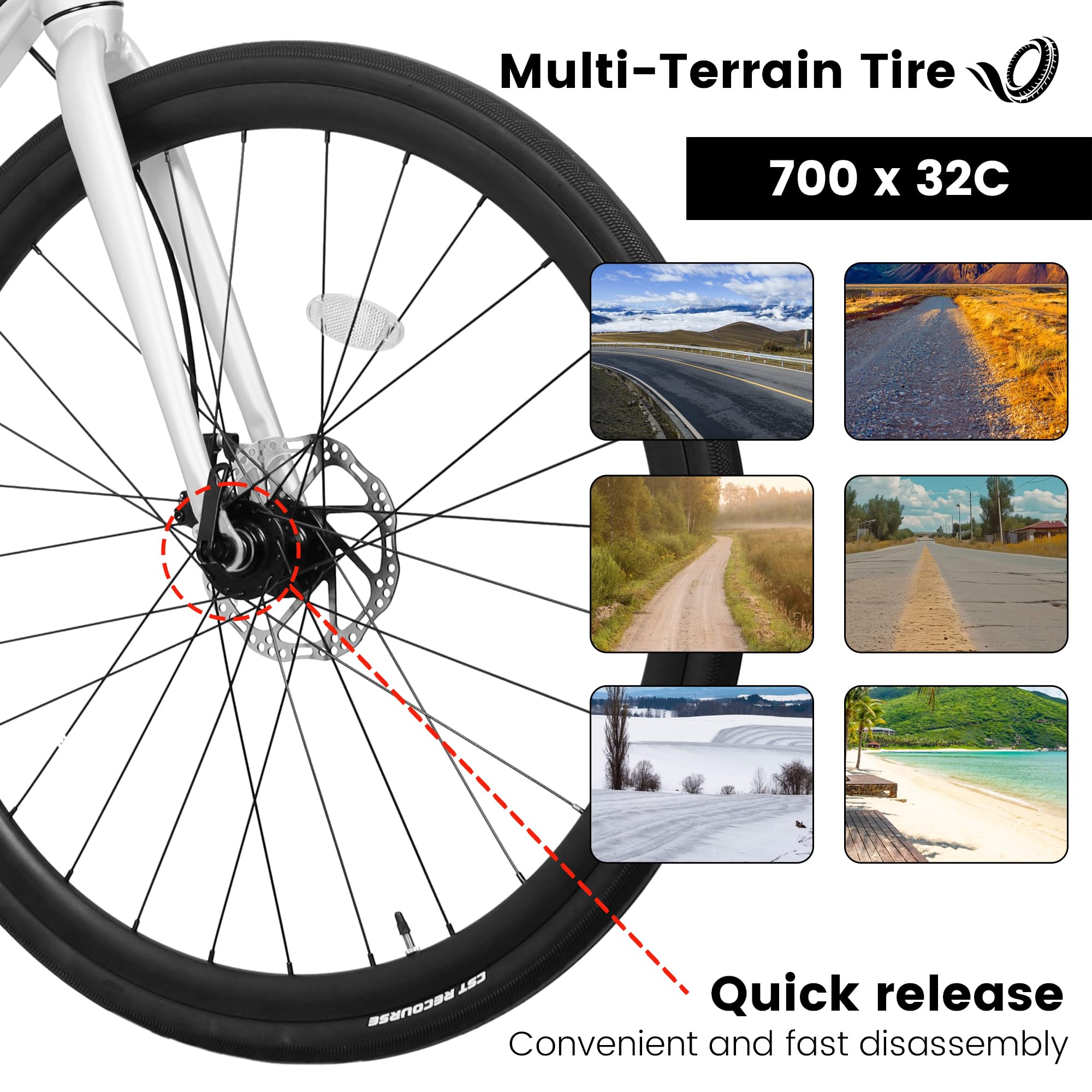 700c Road Bike 14-Speed - Lightweight Aluminum Alloy Frame with Disc Brakes - Men's & Women's Racing Bicycle for City Commuting, Fitness Training & Outdoor Cycling Adventures