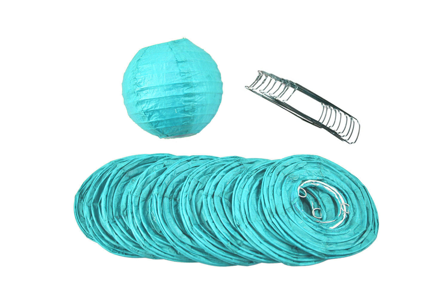 4 Pack Blue Round Paper Lanterns with Even Ribbing - Water Resistant Hanging Decorations for Indoor/Outdoor Parties, Weddings & Garden Lighting (String Lights Sold Separately)