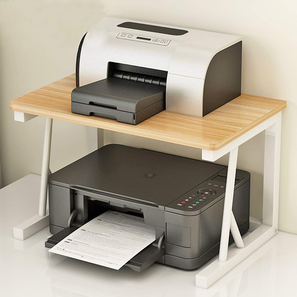 Sturdy 2-Tier Steel Printer Stand with Multifunctional Storage - Home & Office Desktop Organizer for Printers, Supplies & Accessories | Natural Finish, Medium Size | Perfect for Small Spaces & Clutter-Free Workspaces