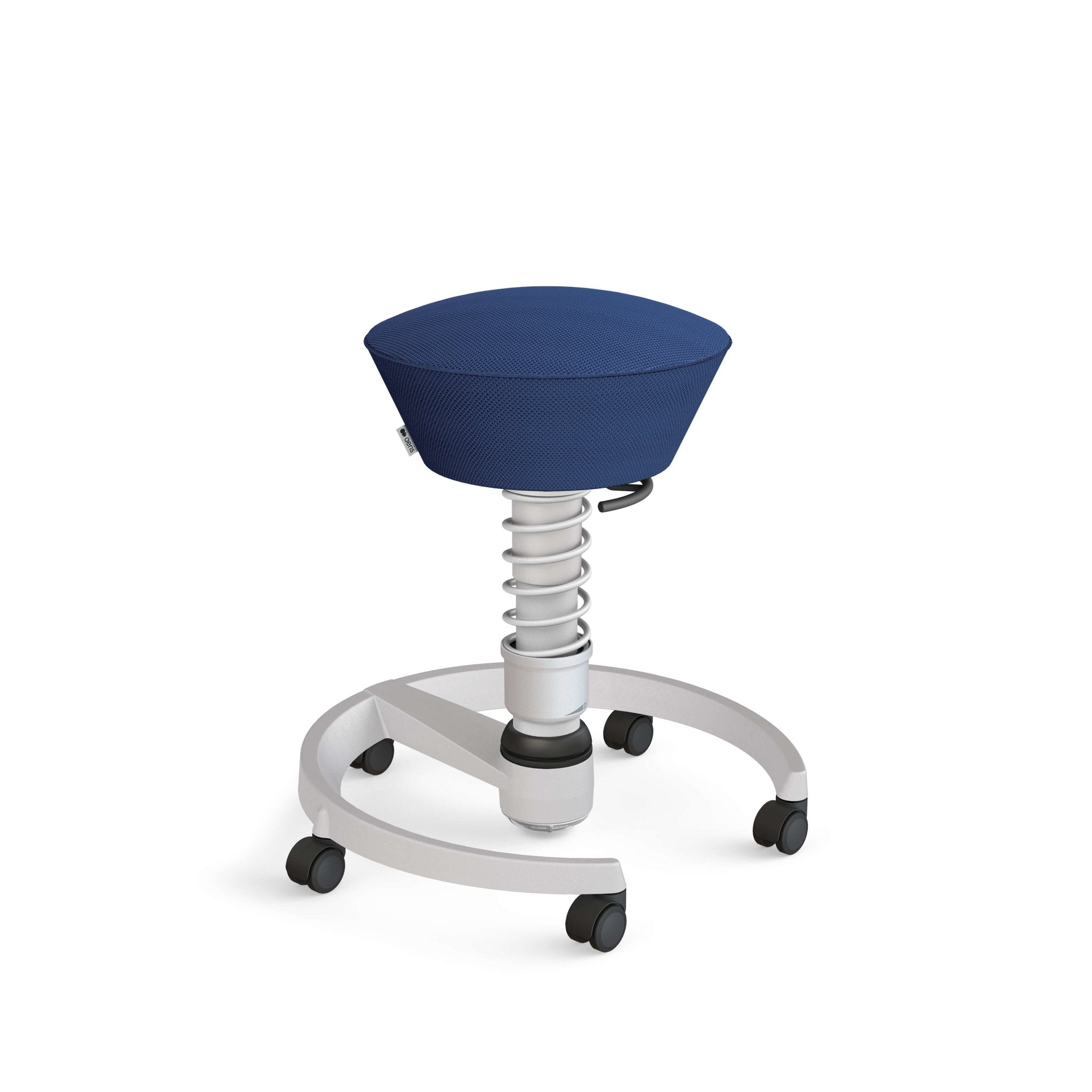 Aeris Swopper Active Sitting Stool with Casters - Light Grey Metallic Finish for Office, Home & Ergonomic Workspace