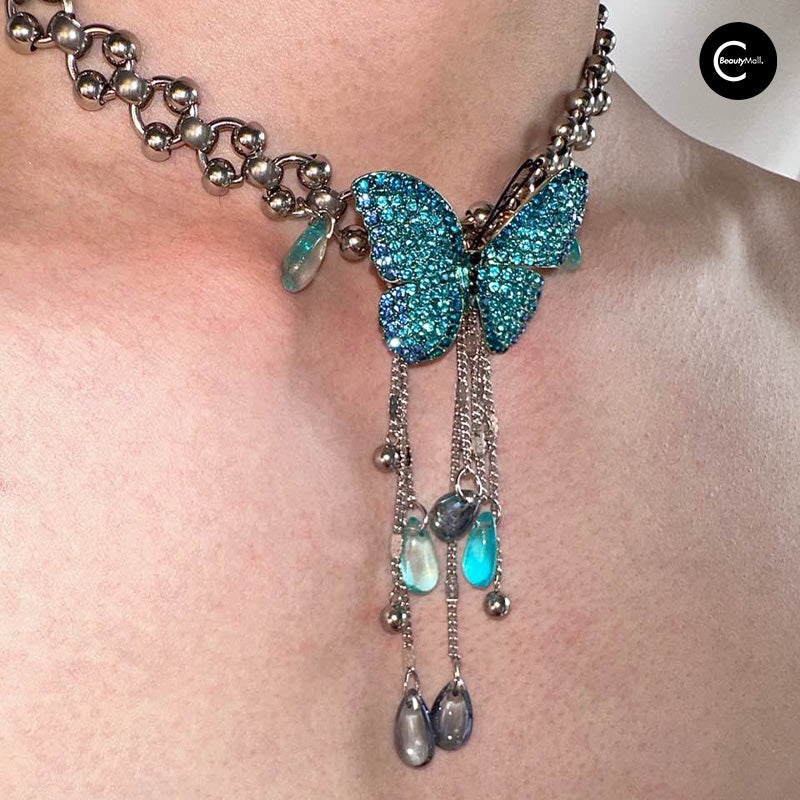 ALONEMOON Punk Butterfly Necklace - Vintage Gothic Jewelry for Women, Unique Handmade Choker - Perfect for Halloween, Cosplay, and Gothic Fashion