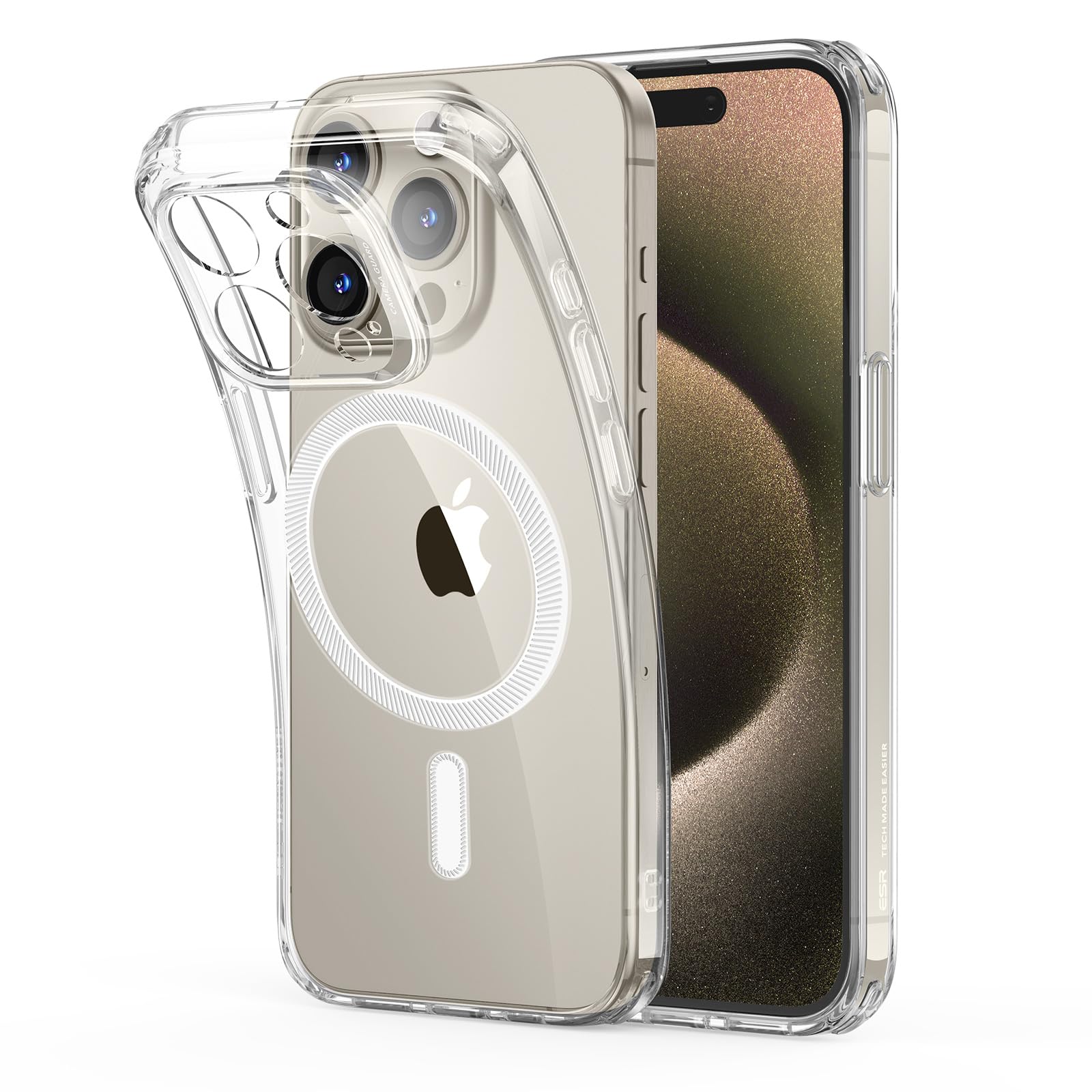 ESR for iPhone 15 Pro Max Case - MagSafe Compatible Clear Shockproof Thin Cover | Yellowing-Resistant Slim Transparent TPU Magnetic Phone Case | Perfect for Everyday Protection & Wireless Charging