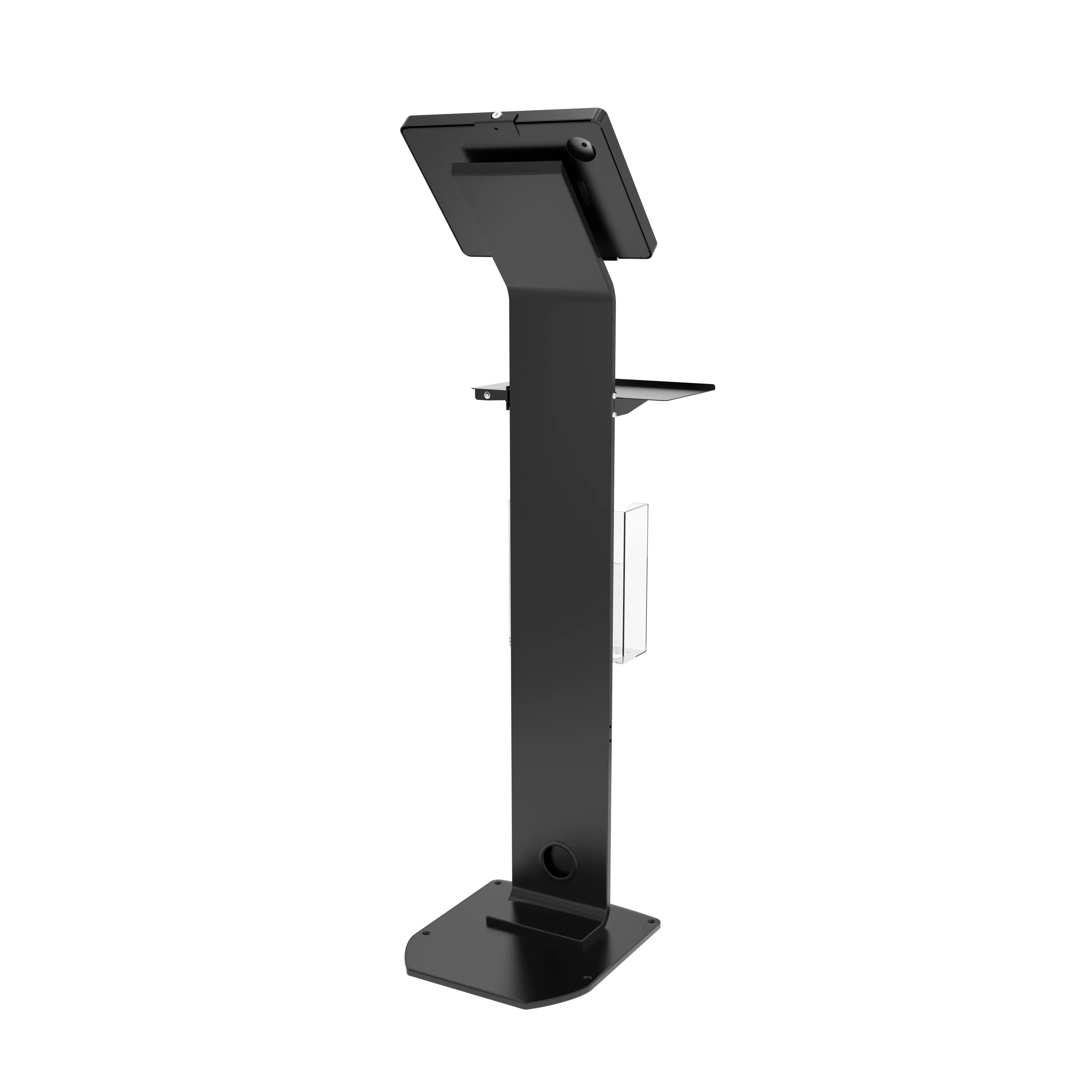 Premium Locking Floor Stand Kiosk with Universal Security Enclosure - Adjustable Keyboard Tray & Secure Storage Compartment | Ideal for Retail Stores, Hospitals & Public Spaces