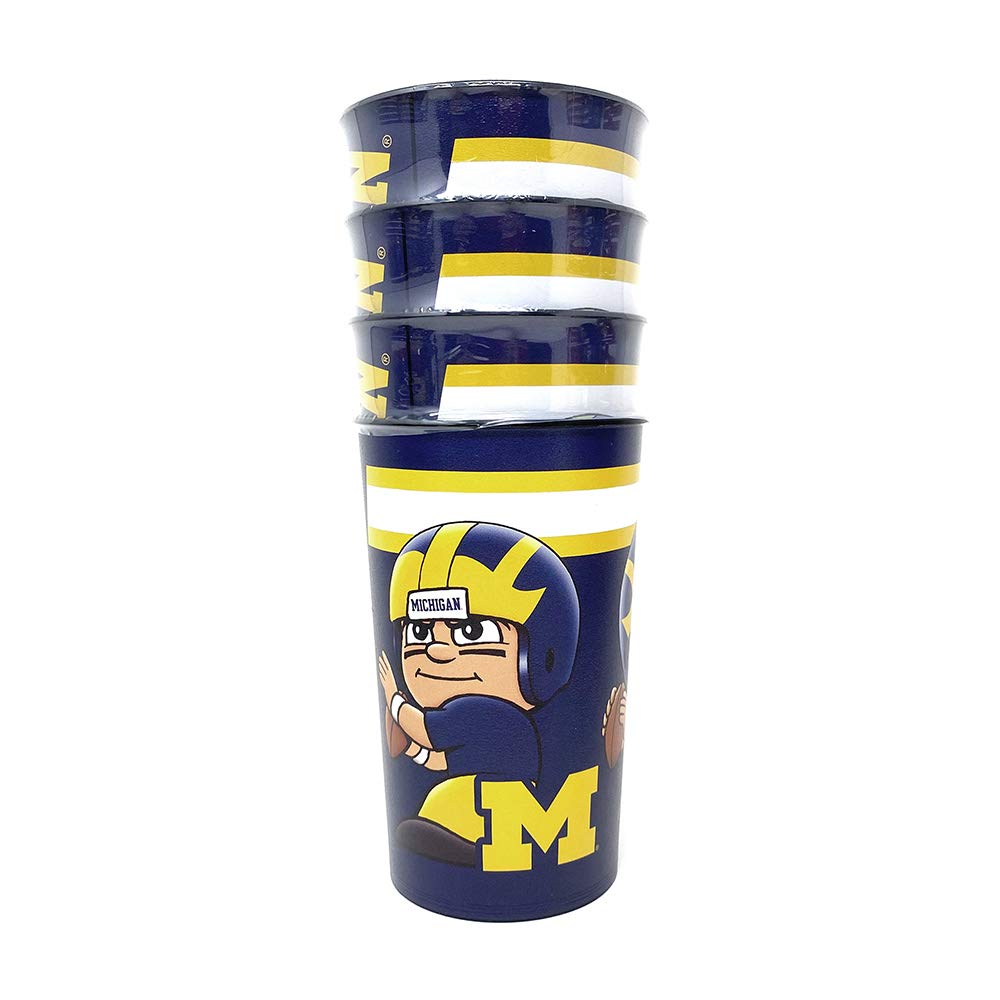 NCAA Party Cups 4-Pack - Reusable Plastic Drinking Cups for Beer, Soda & Cocktails - Dishwasher Safe Multipurpose Cups - Perfect for Game Day, Tailgating & College Parties