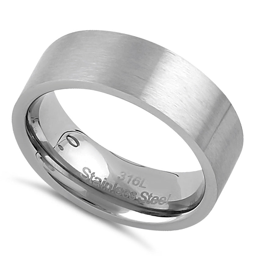 7mm Brushed Stainless Steel Men's Wedding Band Ring - Durable, Hypoallergenic & Comfort Fit for Everyday Wear & Special Occasions