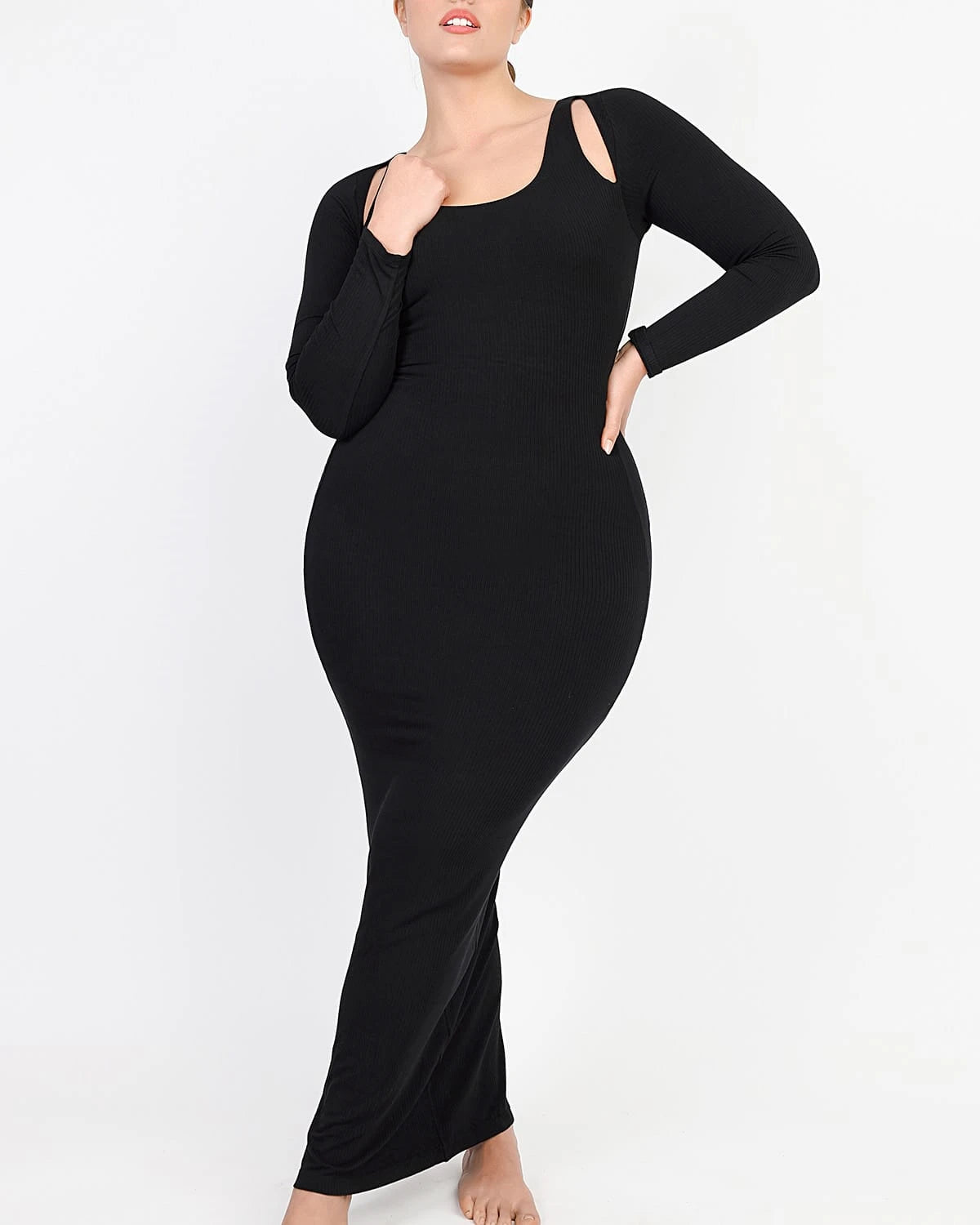 Stylish Cozy Ribbed Shoulder Cut Out Bodycon Dress for Women | Perfect for Date Night, Parties & Evening Events
