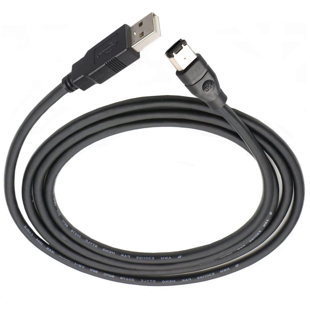 Firewire to USB Adapter Cable - IEEE 1394 6 Pin Male to USB 2.0 A Male Converter for Printer, Scanner, Digital Camera, External Hard Drive - 6 Feet - Perfect for Data Transfer Between Legacy Devices and Modern Computers