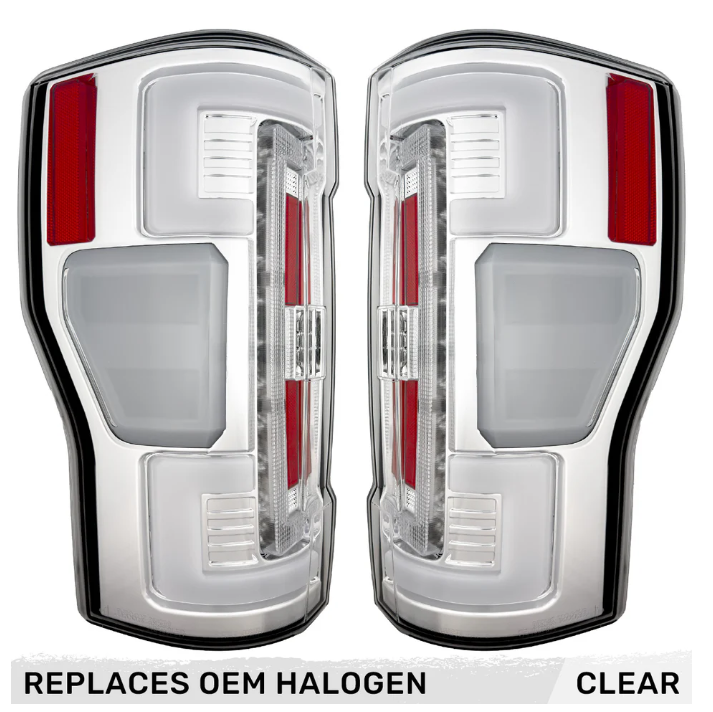 Ford Super Duty F250 F350 F450 F550 2017-2019 LED Tail Lights - Clear OLED Replacement for OEM Halogen - Perfect for Truck Upgrades & Nighttime Safety