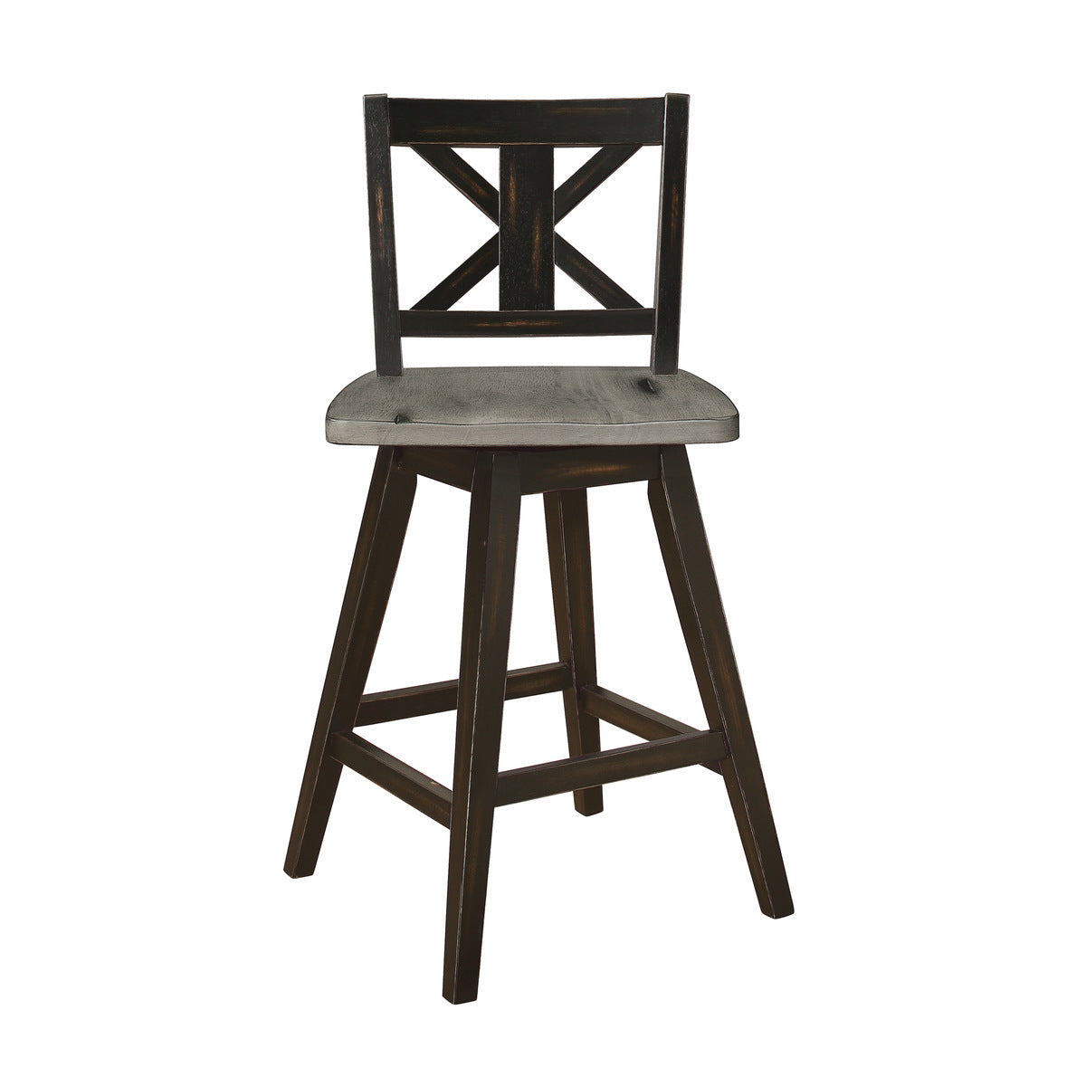 Black Swivel Counter Height Chair with X Back - Set of 2 Bar Stools for Kitchen Island, Breakfast Nook & Home Bar | Modern Dining & Pub Style Seating