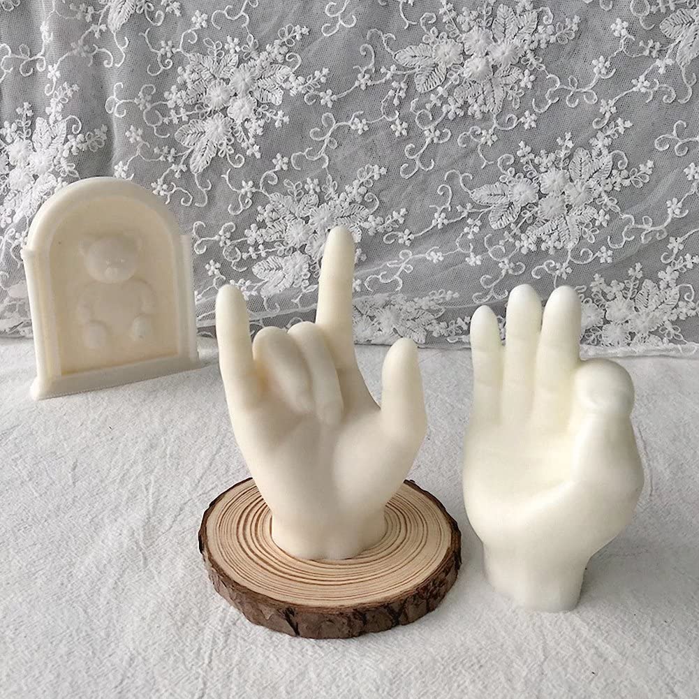 3D Hand Gesture Candle Molds - Silicone Middle Finger Shaped Resin Casting Molds for DIY Soap, Fondant, Plaster & Clay Crafts - Perfect for Halloween Decor, Protest Art & Unique Gifts
