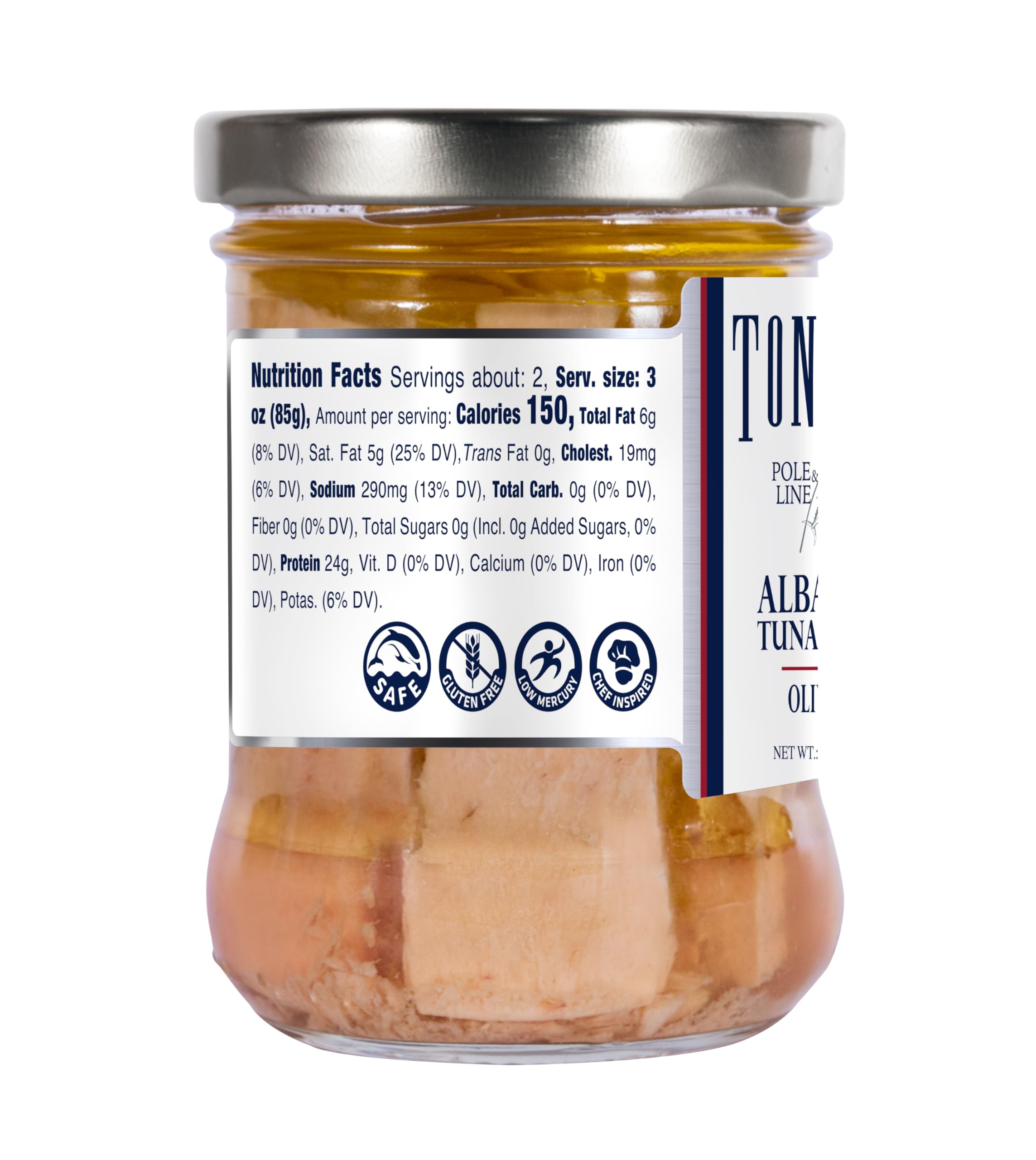 Tonnino Albacore Tuna in Olive Oil 6.3oz (6-Pack) | High Protein, Omega-3 Rich, Gluten-Free & Kosher | Ready-to-Eat Tuna Packets for Salads, Sandwiches & Healthy Meals | Sustainable Pole & Line Caught | Perfect for Keto, Paleo & On-the-Go Lunches