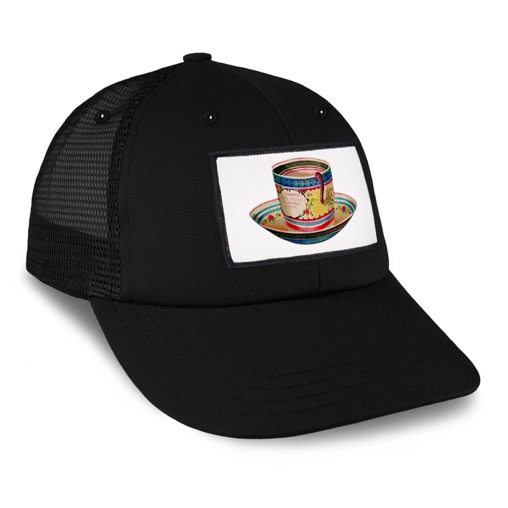 Vintage Trucker Baseball Cap with Patch & Tea Cup Design - Stylish Home Kitchen Mug for Coffee, Tea, or Decor - Perfect for Gifts, Parties, and Daily Use
