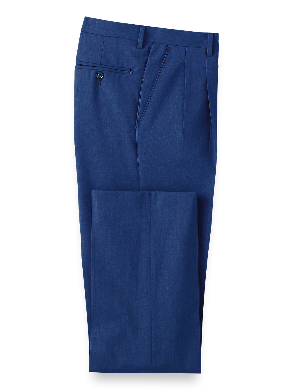 Premium Tropical Weight Wool Pleated Pants for Men - Classic Blue Office & Travel Pants - Comfortable Business Casual Wear for Work & Vacation