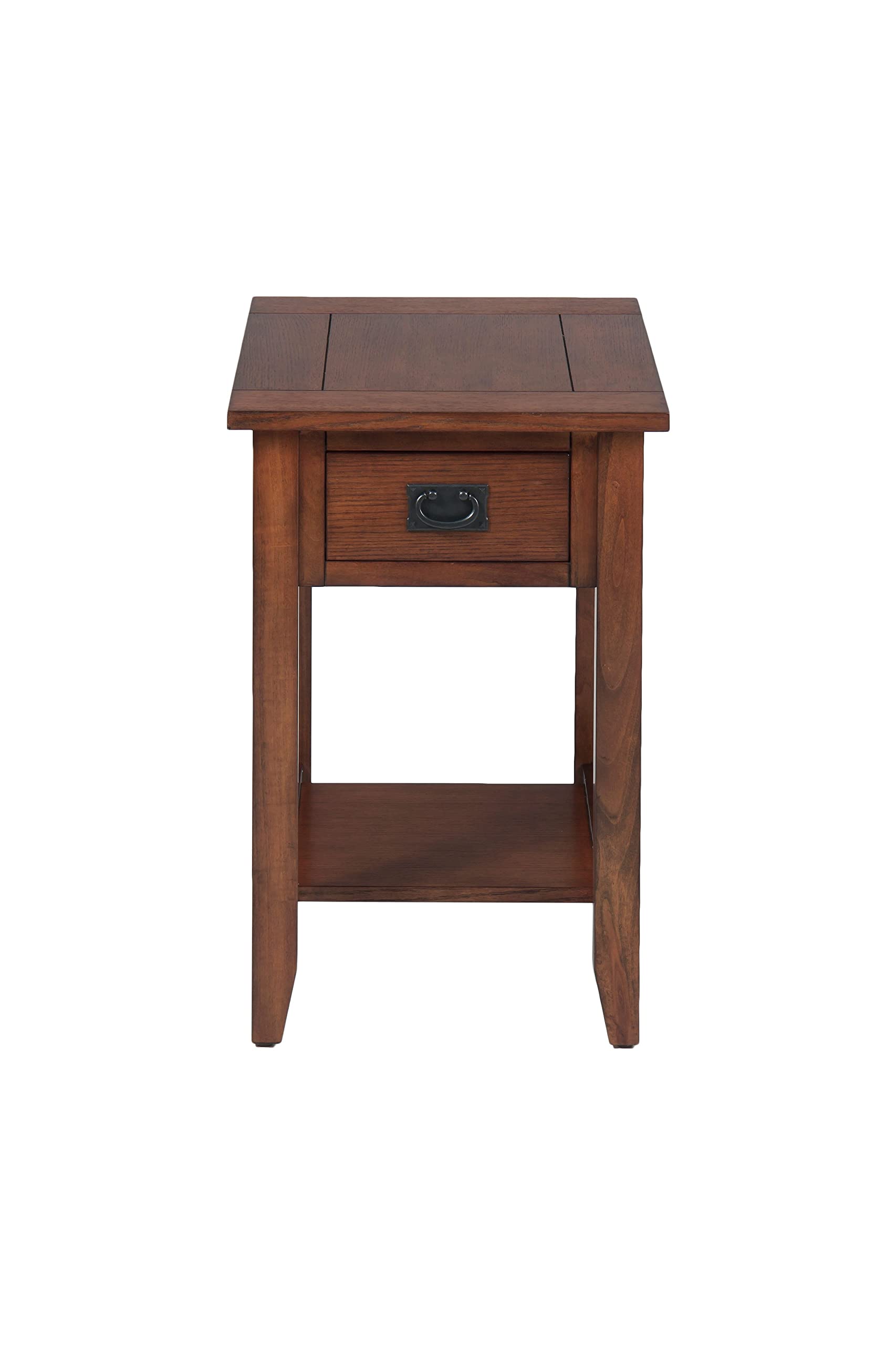Jofran Inc. Mission Oak Chairside End Table with Storage Shelf | Small Side Table for Living Room, Bedroom & Office | Perfect for Holding Lamps, Books & Drinks