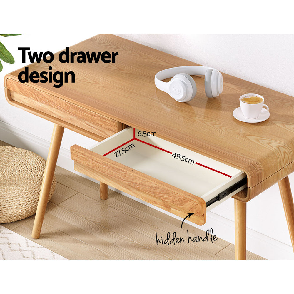 Artiss 100CM Natural Wood Computer Desk with Drawer - Perfect for Home Office, Study & Workspace Organization