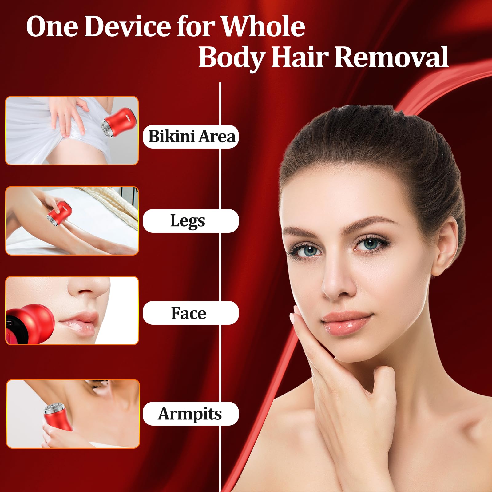 Mini Electric Shaver for Women - Cordless Facial Hair Remover & Eyebrow Trimmer, Portable Rechargeable Lady Shaver for Smooth Skin | Perfect for Travel, Daily Grooming & Valentine's Day Gifts (Red)