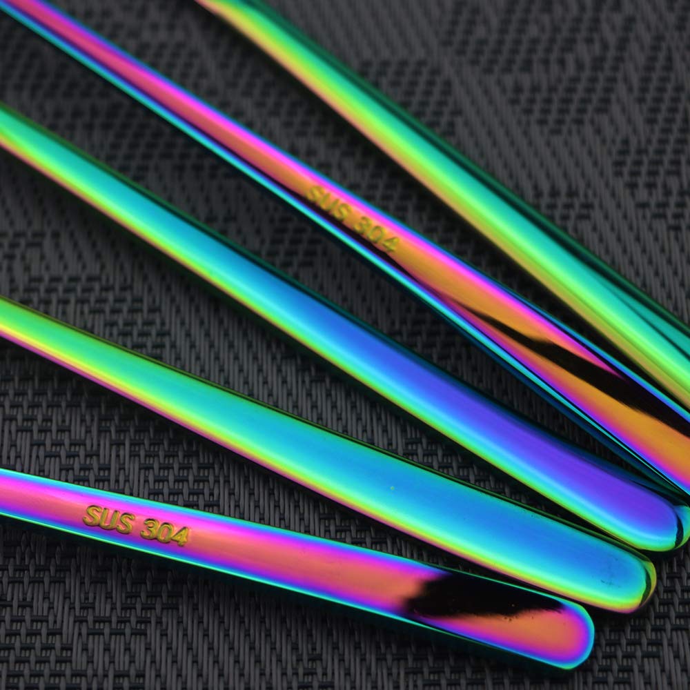 20-Piece 304 Stainless Steel Mirror Polished Rainbow Silverware Set - Knife, Fork, Spoon, Dessert Fork & Teaspoon - Dishwasher Safe - Elegant Dining for 4 - Perfect for Weddings, Parties & Fine Dining