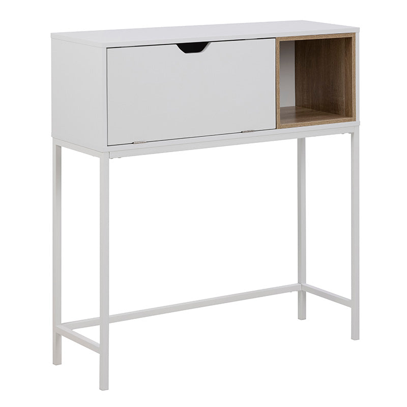 BATLEY 91.5cm White & Natural Study Desk Console - Modern Writing Desk for Home Office, Dorm Room & Small Spaces - Perfect for Remote Work, Online Classes & Crafting