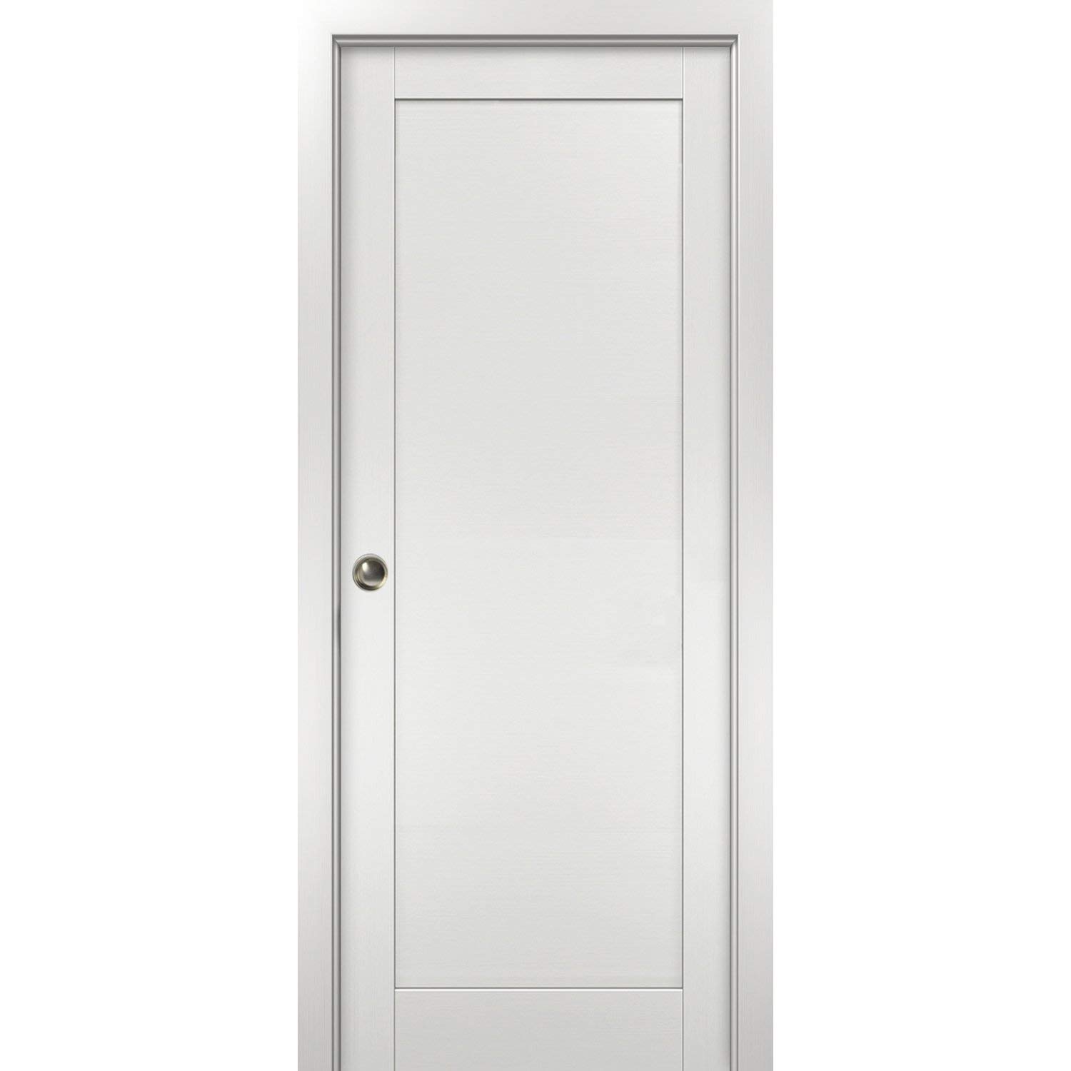 Modern 24x96 Pocket Door Kit with White Ash Frames & Hardware | Solid MDF Sliding Closet Door for Bedroom & Home Interior | Durable, Space-Saving Design for Small Rooms & Apartments