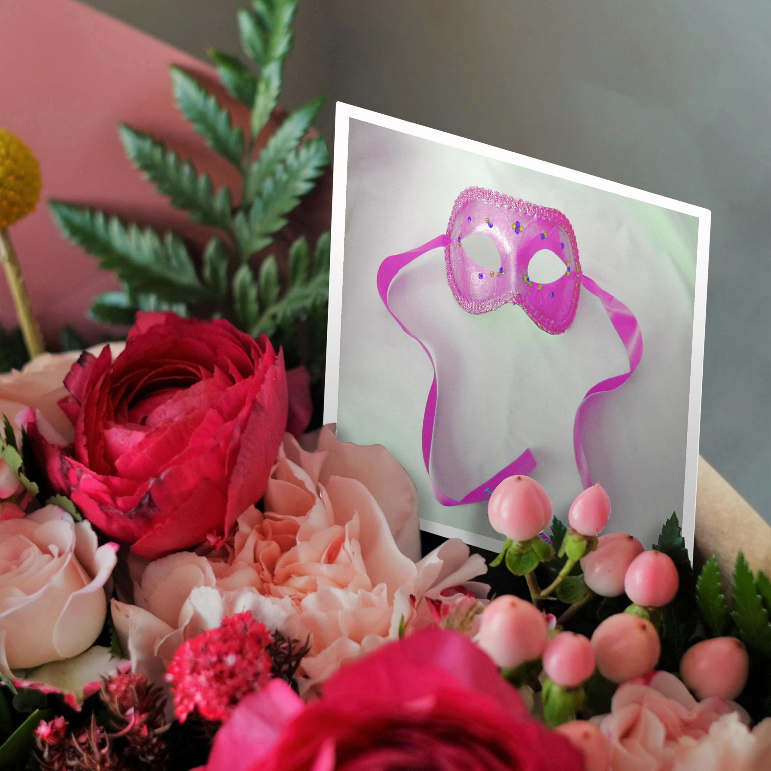 3D Rose Greeting Cards - Elegant Masquerade in Delicate Pink, Set of 6 Blank Cards for Birthdays, Weddings & Special Occasions (gc_6998_1) | Perfect for Party Invitations, Thank You Notes & Holiday Greetings
