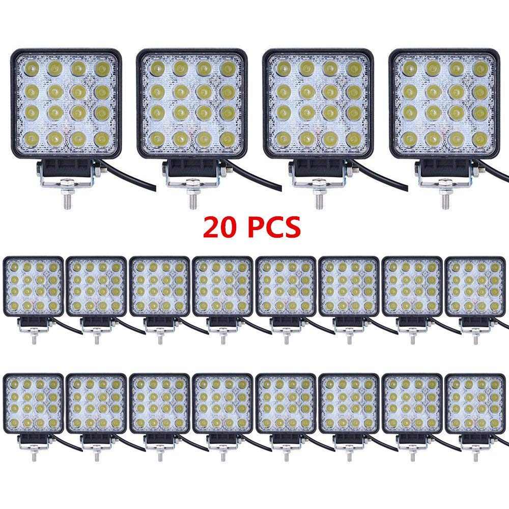 Turboo 4-Inch 48W LED Light Bar - 20PCS Square Spot Work Lights for Off-Road Vehicles, Trucks, ATV, SUV, UTV, 4WD, Jeep & Boat - Waterproof LED Lights for Night Driving, Camping & Outdoor Adventures