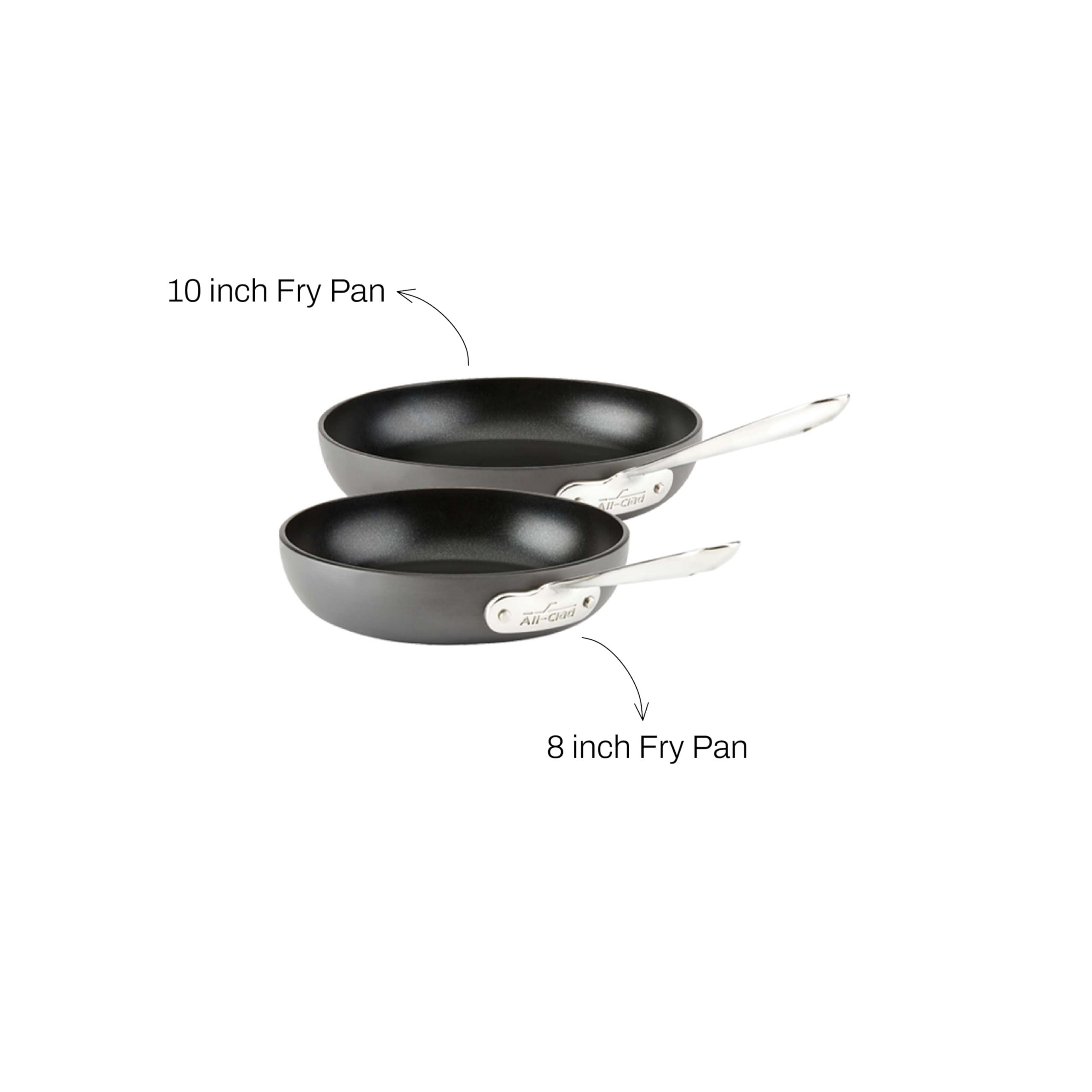 All-Clad HA1 Hard Anodized Nonstick Fry Pan Set - 2-Piece (8 & 10 Inch) Induction Compatible, Oven & Broiler Safe up to 500°F - Premium Black Cookware for Sautéing, Frying & Baking - Dishwasher Safe for Easy Cleaning