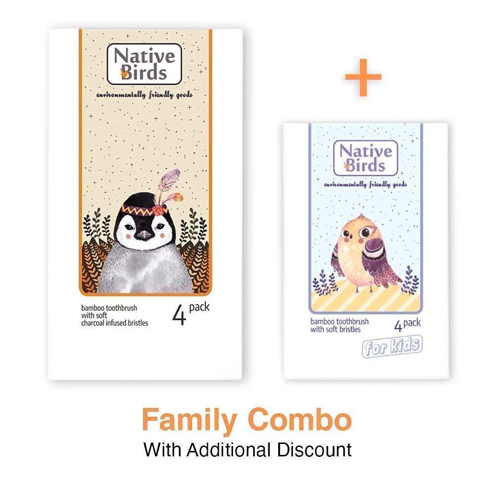 Eco-Friendly Bamboo Toothbrush Set - 4 Adult & 4 Kids Soft Bristle Toothbrushes, BPA Free Natural Bamboo Toothbrushes for Family Oral Care | Perfect for Home, Travel & Sustainable Lifestyle