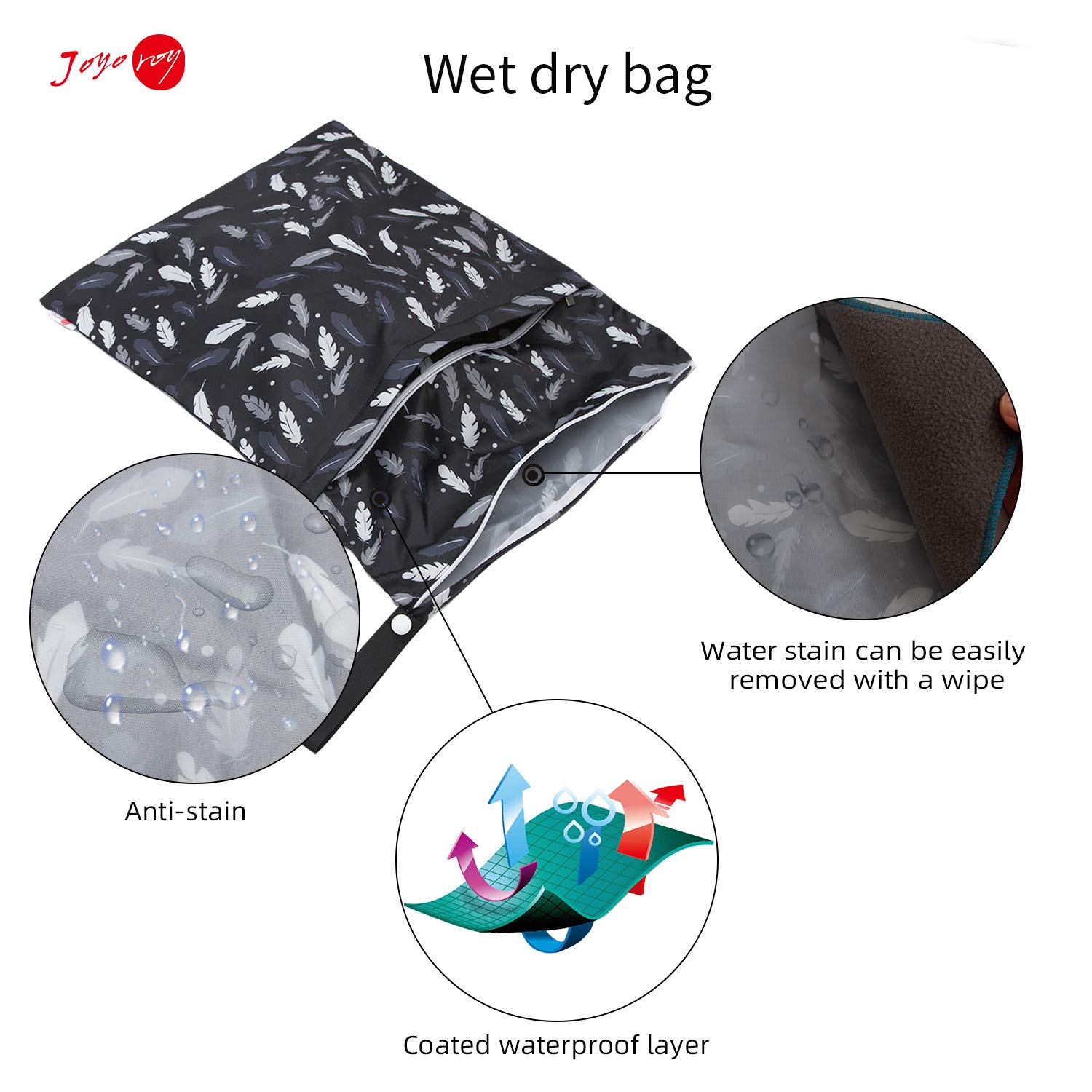 Joyo Roy Large Waterproof Wet Dry Bag - Gym Bag, Yoga Bag, Swim Bag for Swimsuits, Baby Clothes & Diapers - Reusable & Durable for Pool, Beach, Travel & Sports Activities