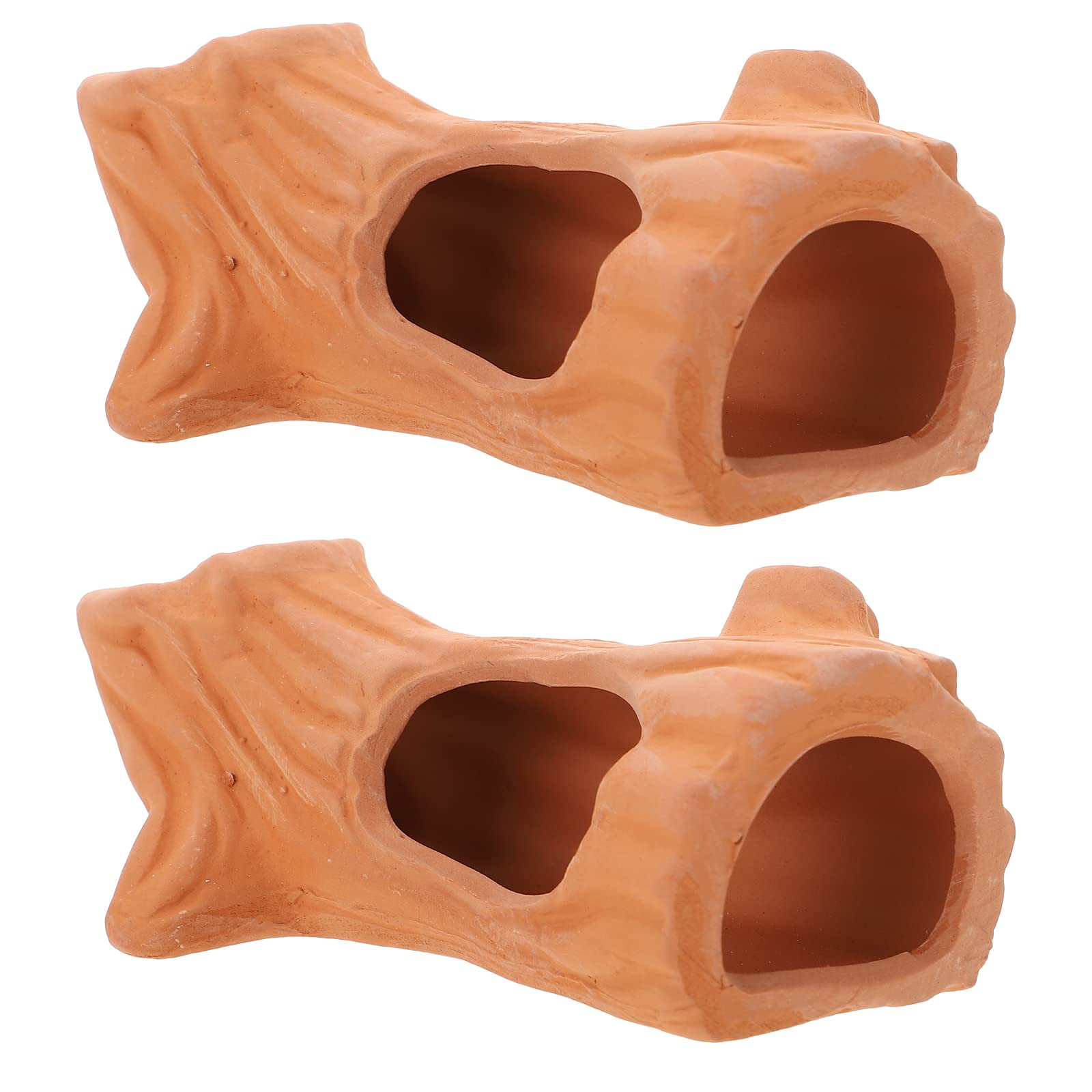 2PCS Ceramic Fish & Shrimp Hideout House - Aquarium Cave Decor for Fish Tanks, Terrariums - Natural Purple Clay Hiding Spots for Betta Fish, Shrimps & Aquatic Pets - Perfect for Aquatic Landscape & Breeding Safety