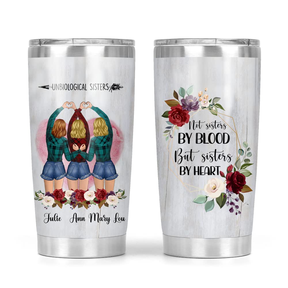 Custom Soul Sisters Tumbler - Not Sisters By Blood But Sisters By Heart | Personalized Best Friend Gift | Stainless Steel Insulated Cup 12-20oz | Perfect for Birthday, Friendship Day & Everyday Use