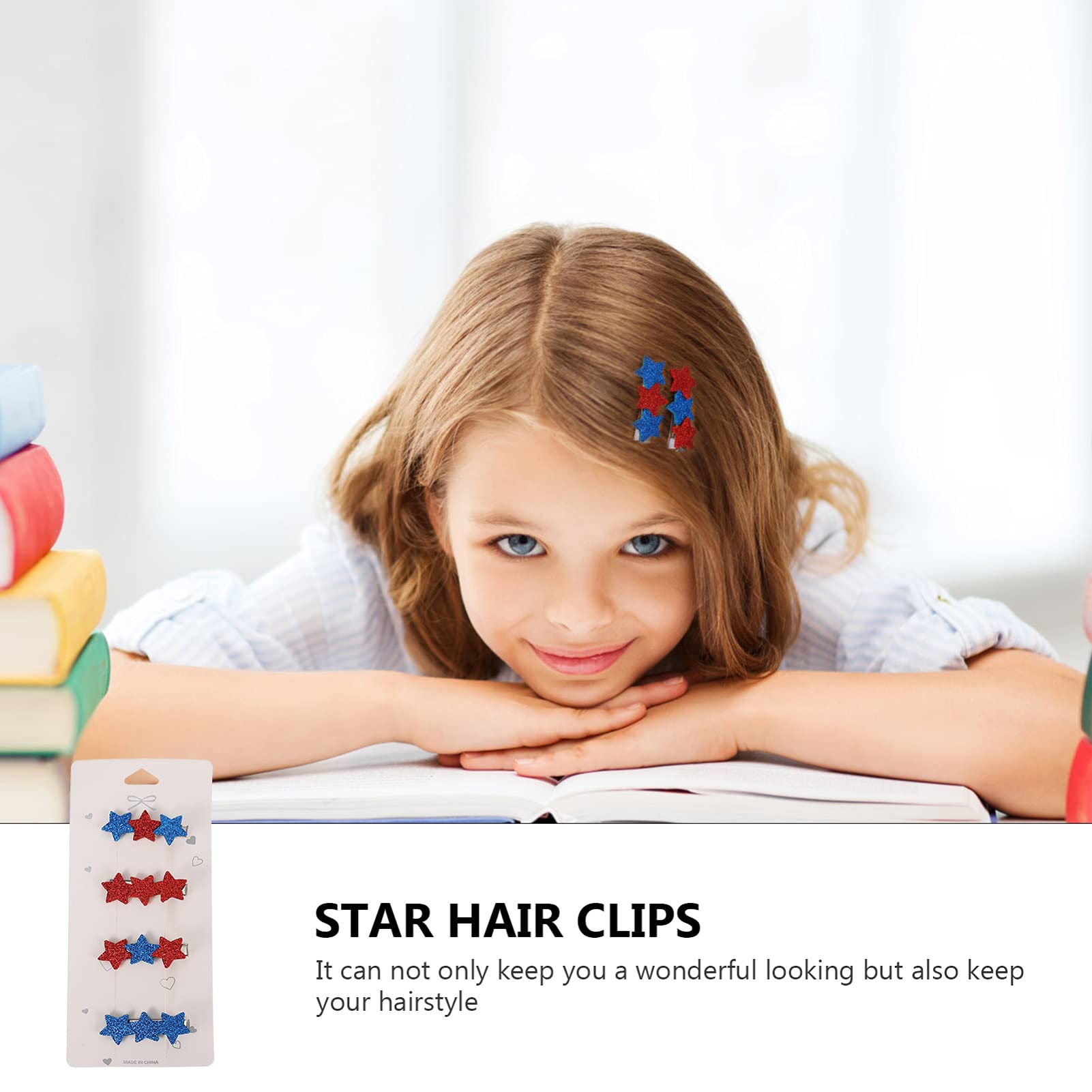 Beaupretty 8Pcs Star Hair Clips - Cute Star Shaped Hair Pins for Girls, Women | Hair Accessories for Birthday Party, Daily Wear, Independence Day, Festival | Perfect Gift for Kids & Teens (5X1.5X1.5CM) | Great for School, Cosplay, Photo Shoots & Special Occasions