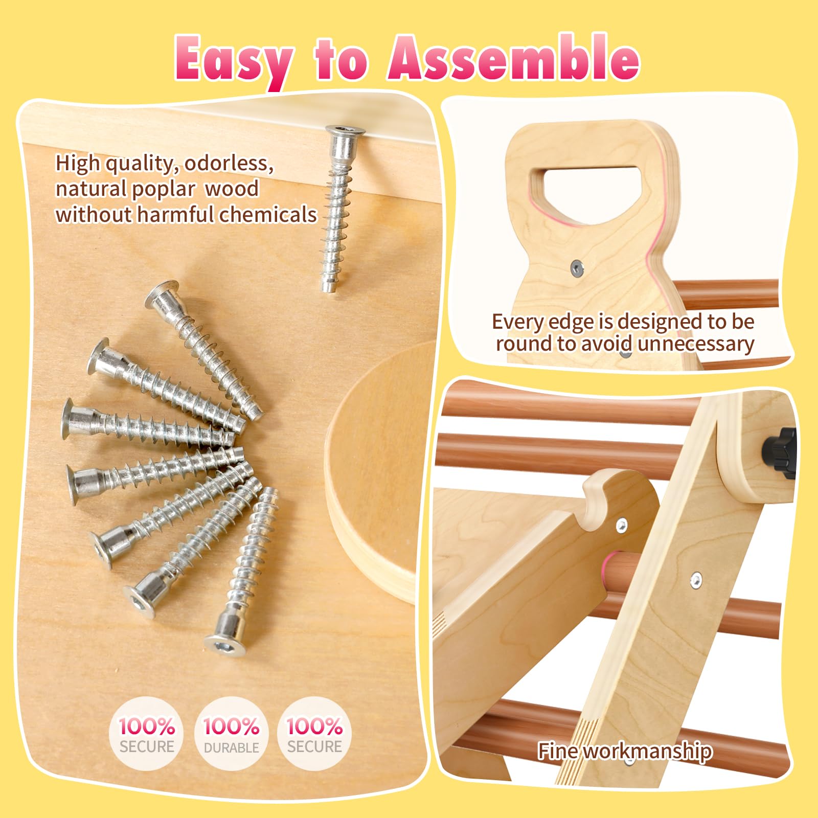Montessori Pikler Triangle Climbing Set - Wooden Toddler Play Gym for Indoor & Outdoor - Slides & Climbing Toys for Kids Ages 1-3 - Perfect for Home Playrooms, Daycares & Backyard Adventures