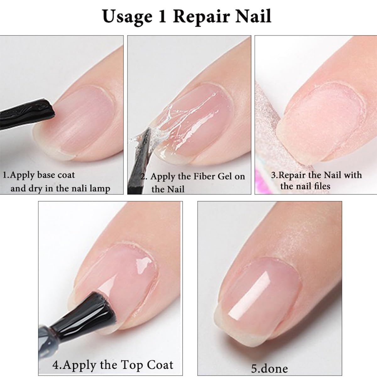 Instant Cracked Nail Repair Gel - 5g Nail Strengthener for Damaged, Fragile & Broken Nails - Professional Nail Care Solution for Salon & Home Use - Restores Weak Nails Fast (1 Pack)
