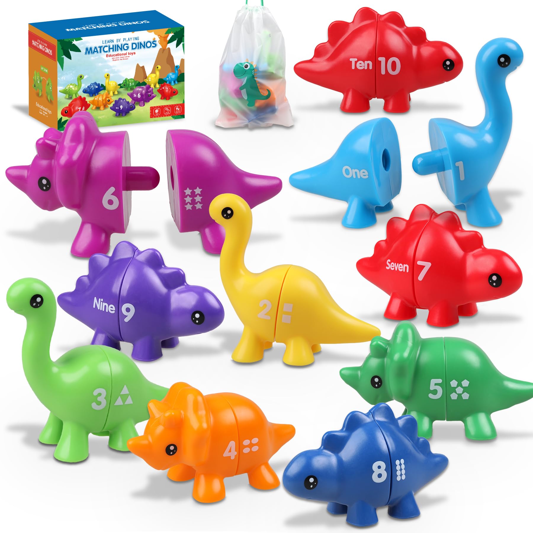 Dinosaur Montessori Toys for Toddlers 1-4 - Educational Sensory Toys for Outdoor Learning & Travel Play