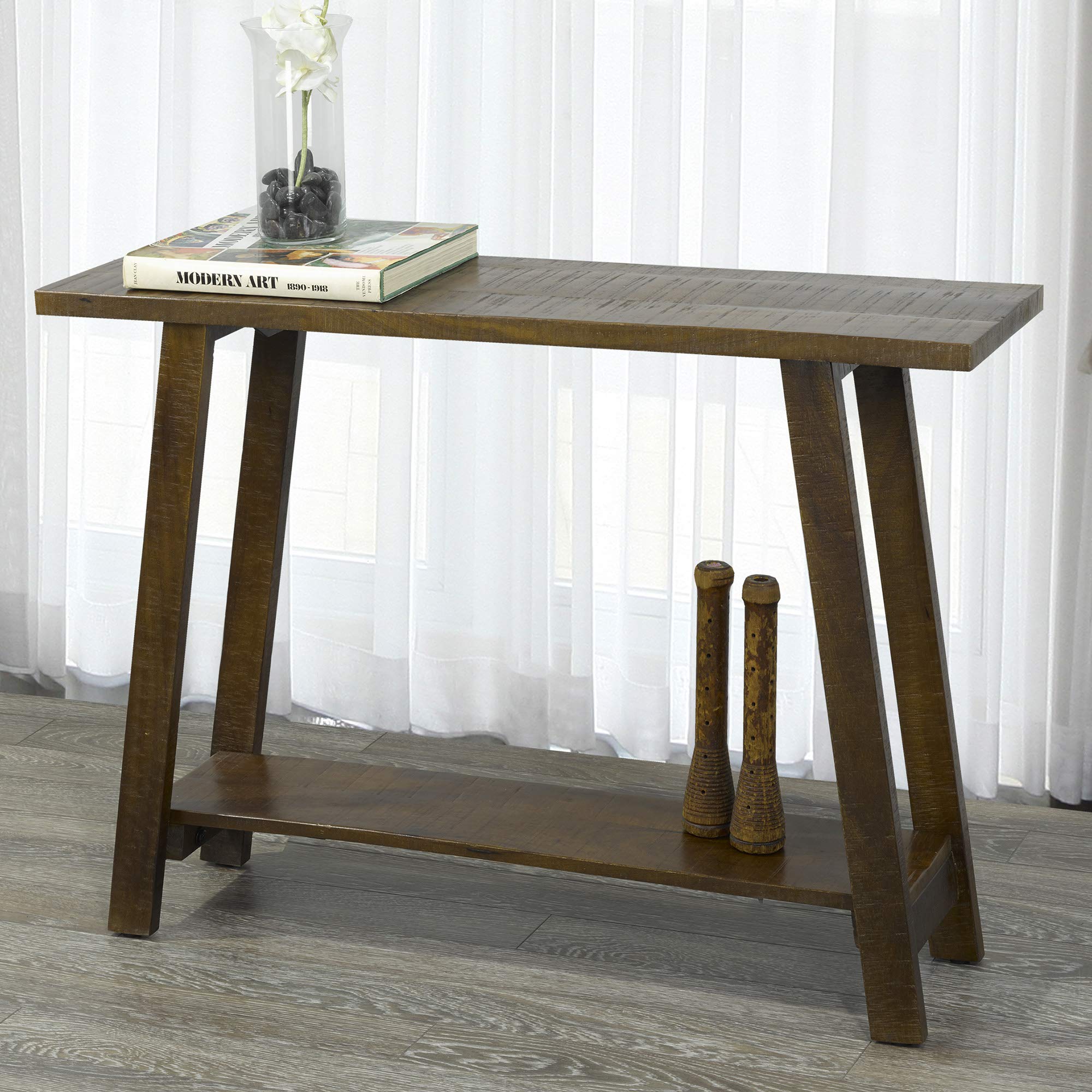 Solid Wood Console Table with Storage - Walnut Finish for Sofa, Hallway & Entryway - Perfect for Organizing Keys, Mail & Decor