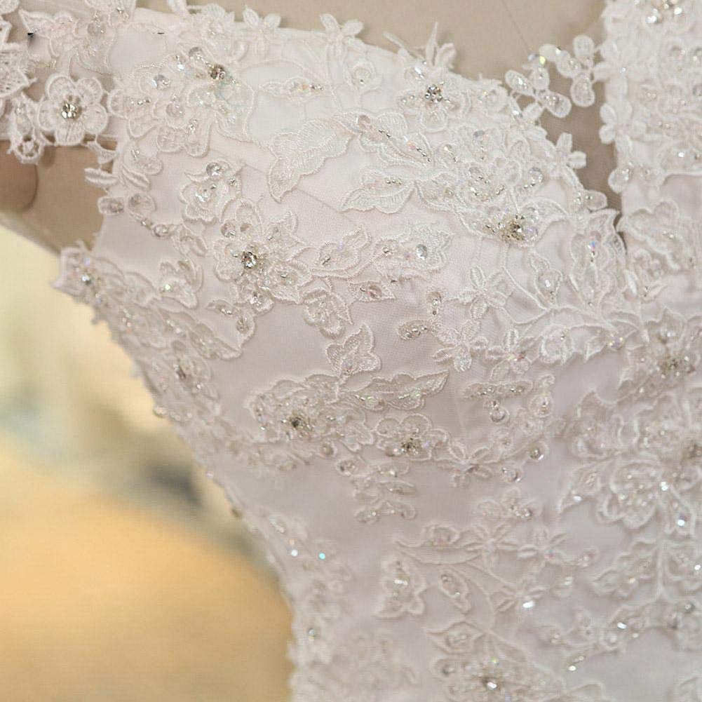 Elegant Mermaid Wedding Dress with Lace Applique & Beaded Off-Shoulder Design for Women - Perfect for Beach, Church, and Formal Wedding Ceremonies